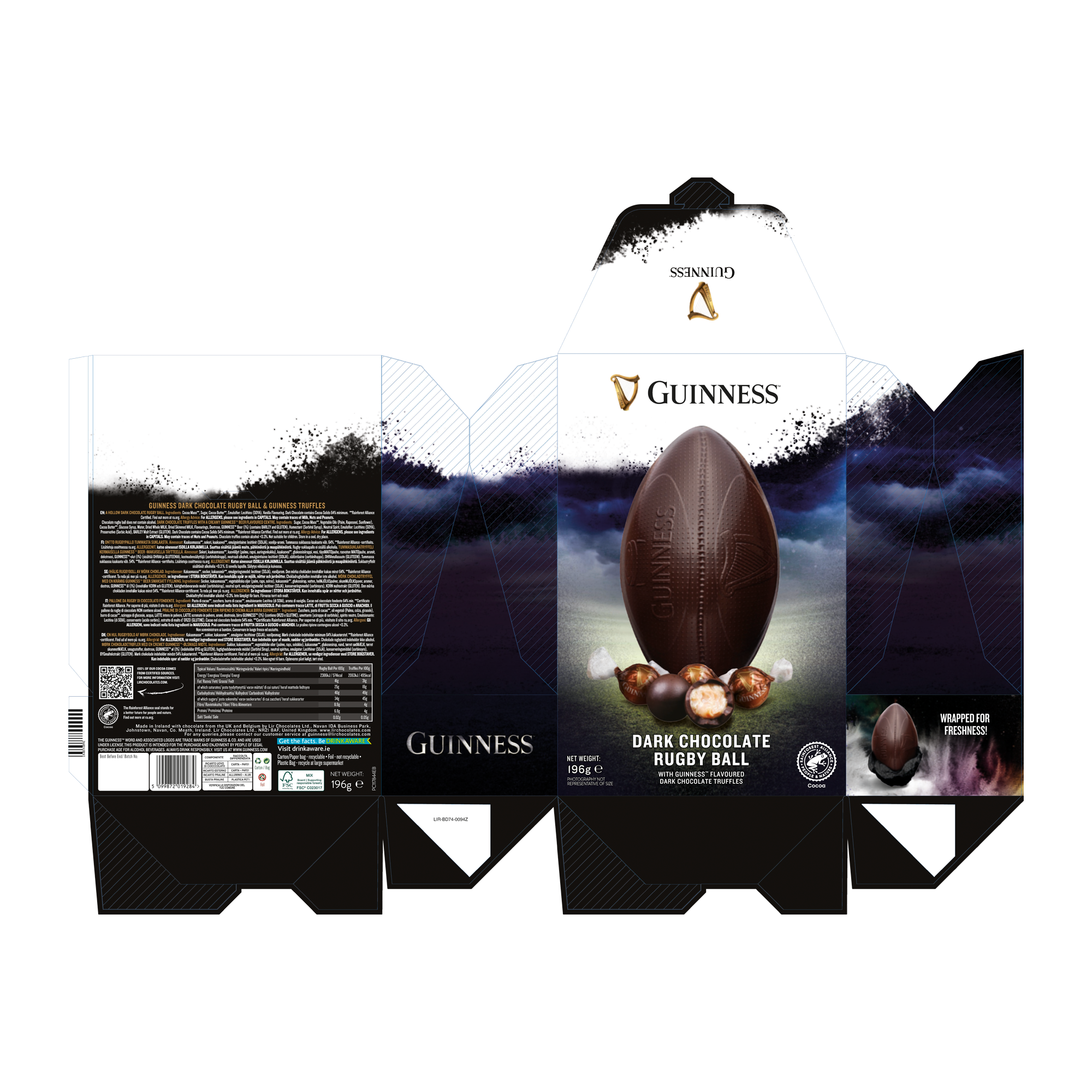 GUINNESS DARK CHOCOLATE RUGBY BALL EGG