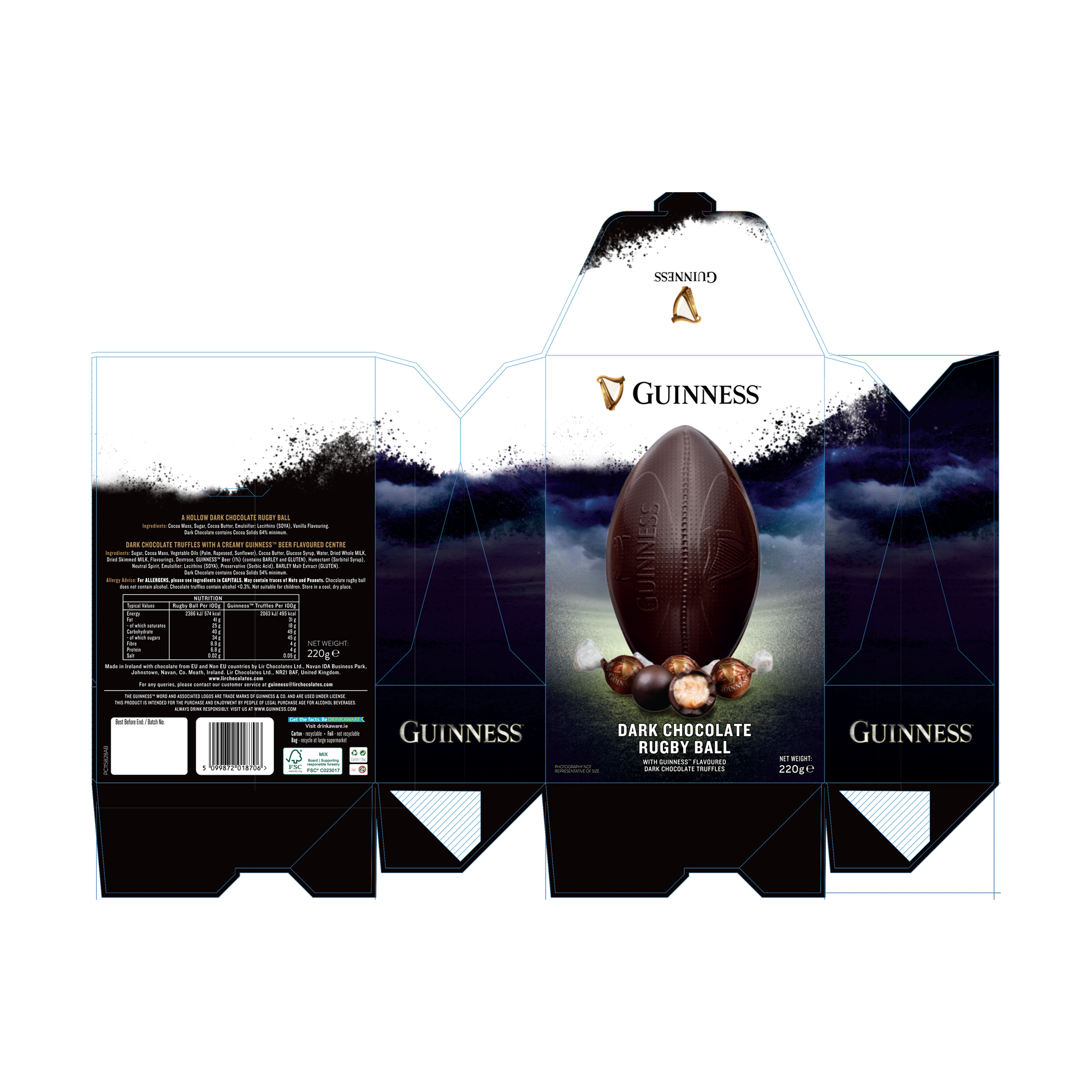 GUINNESS DARK CHOCOLATE RUGBY BALL EGG GUINNESS DARK CHOCOLATE RUGBY BALL EGG