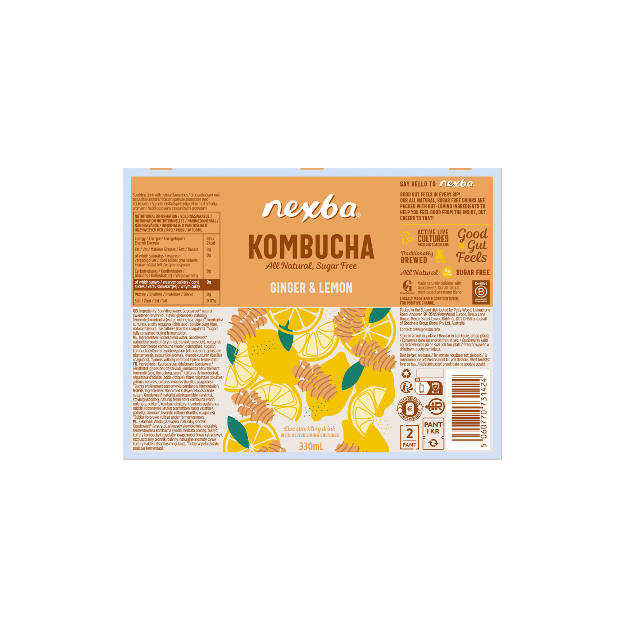 GINGER & LEMON KOMBUCHA