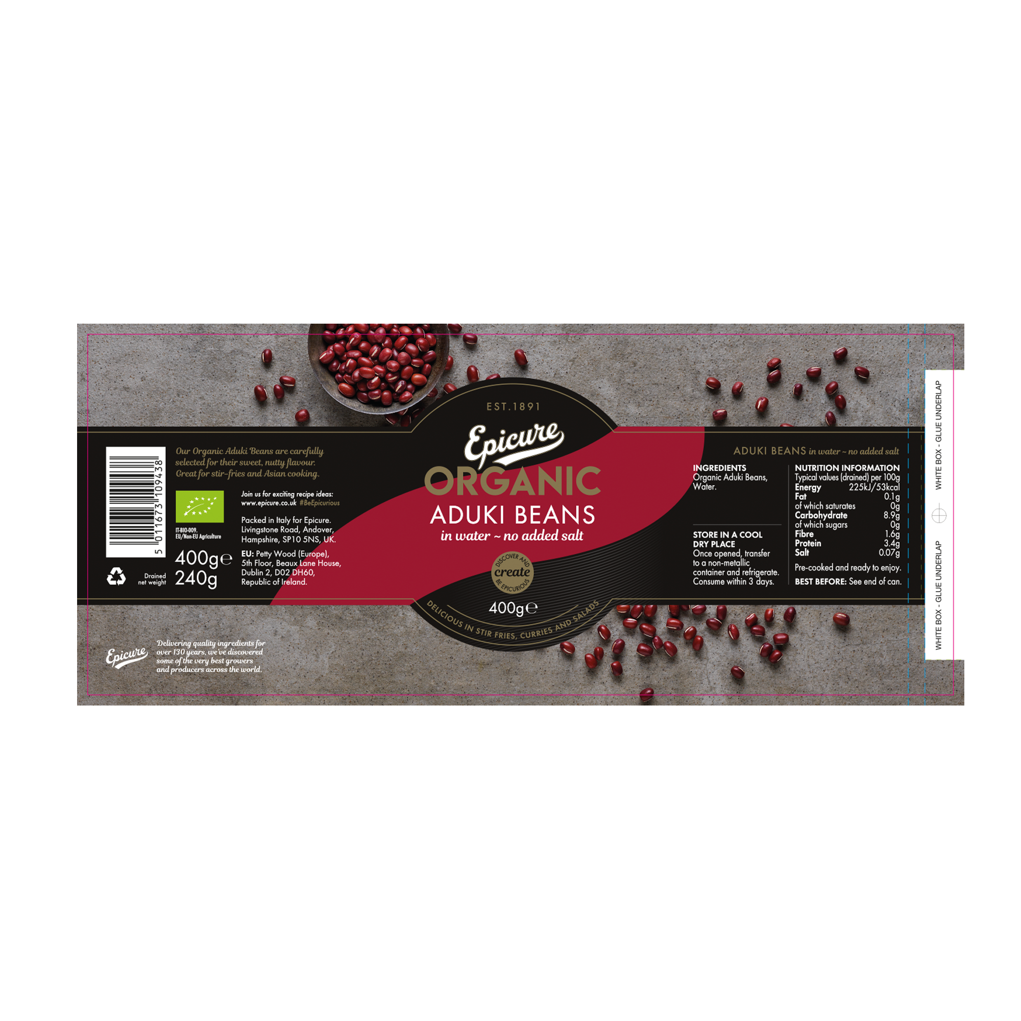 ORG ADUKI BEANS/WATER 6X400G