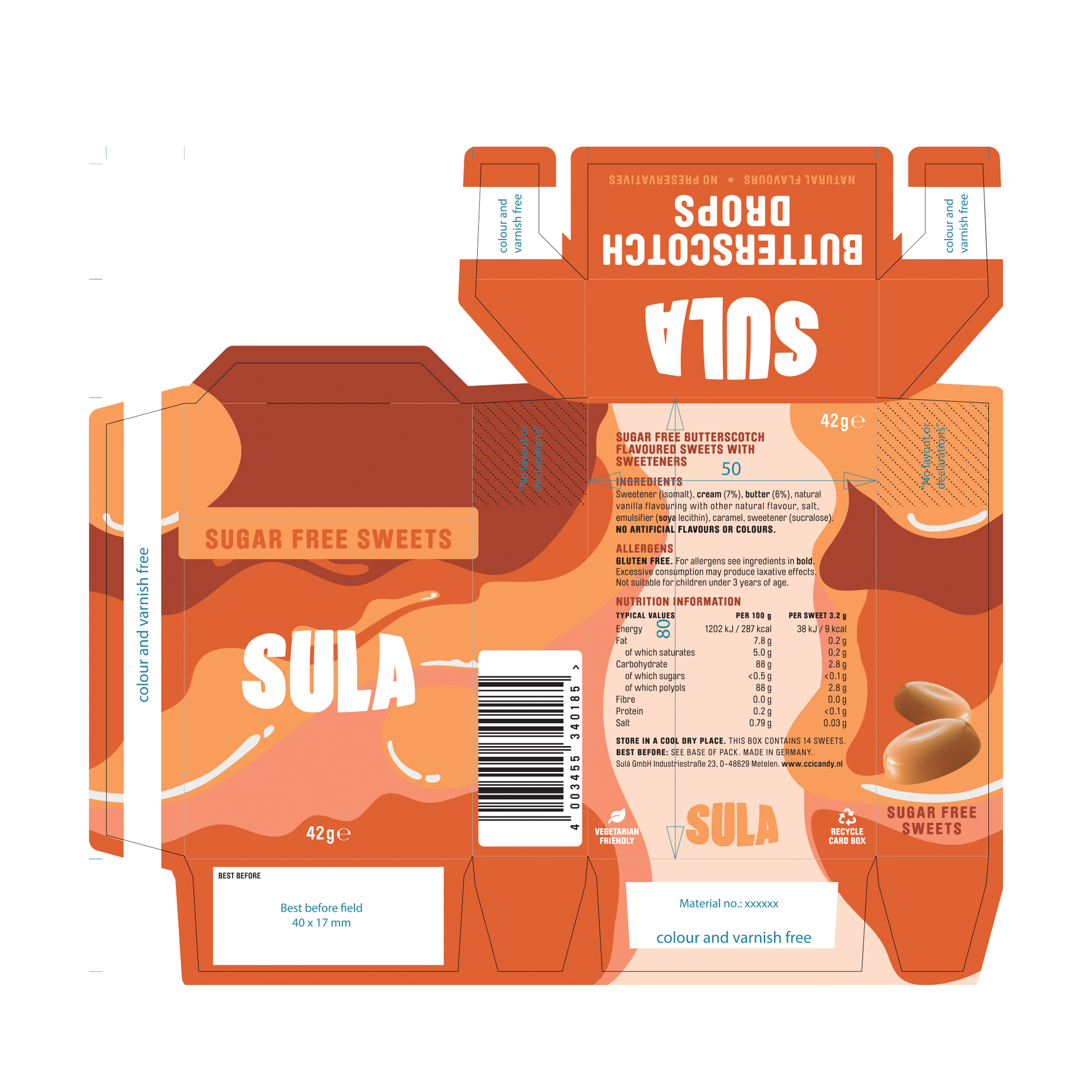 BUTTERSCOTCH SWEETS SF 14X42G