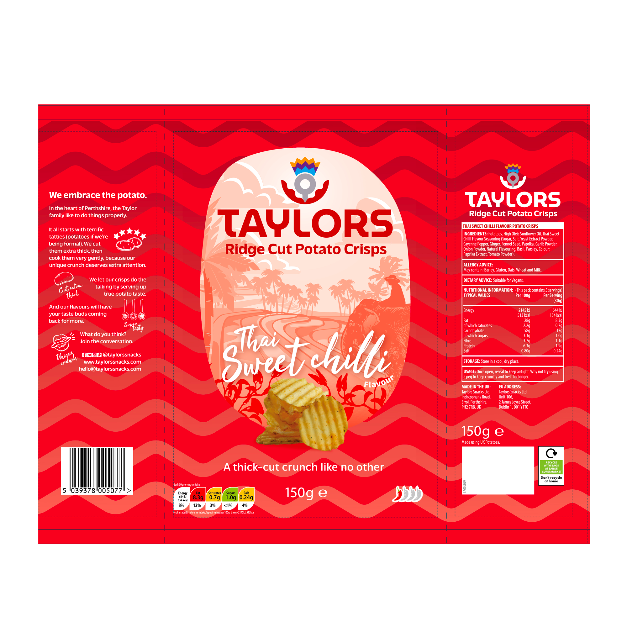 SWEET CHILLI RIDGE CUT 8X150G SWEET CHILLI RIDGE CUT 8X150G