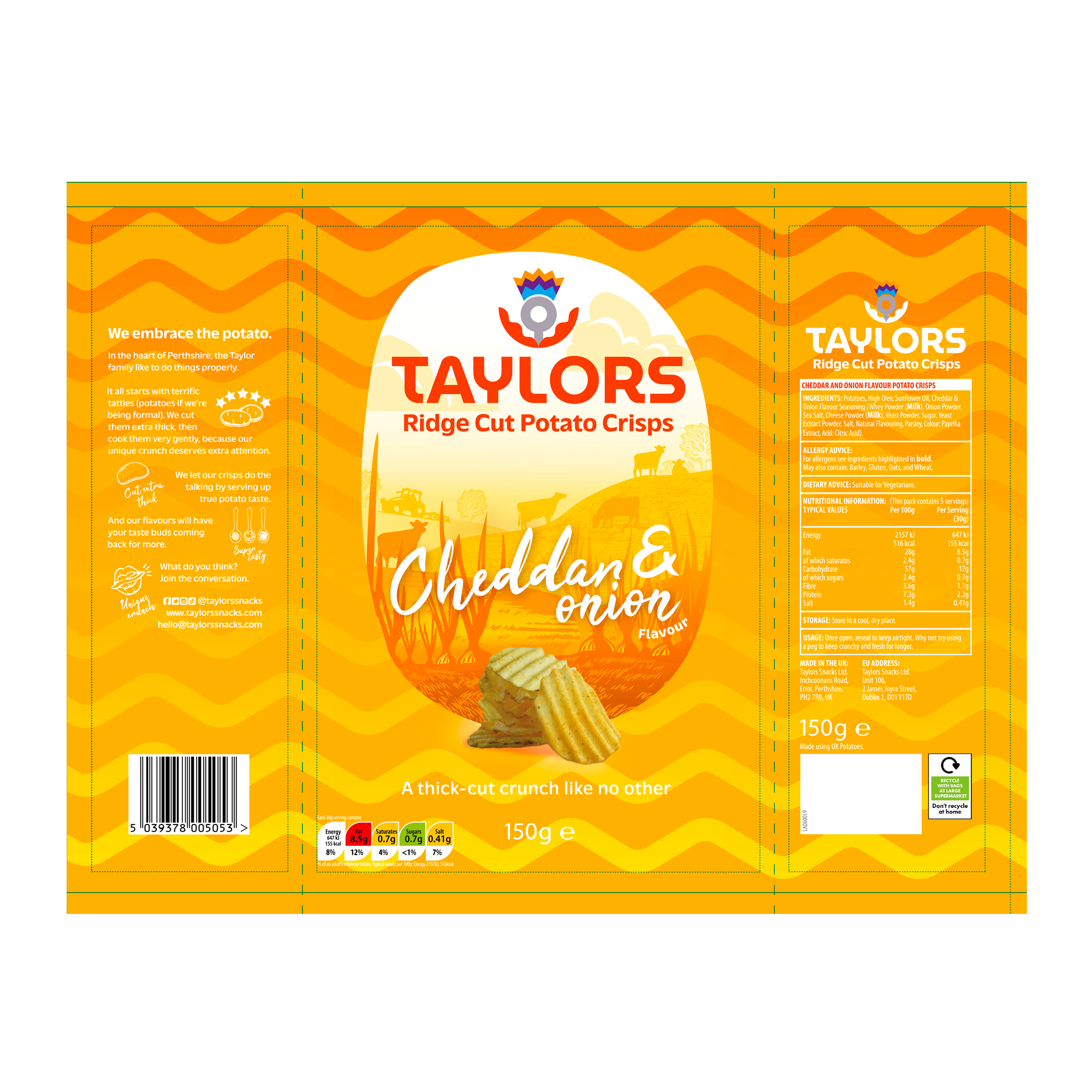 CHEDDAR/ONION RIDGE CUT 8X150G