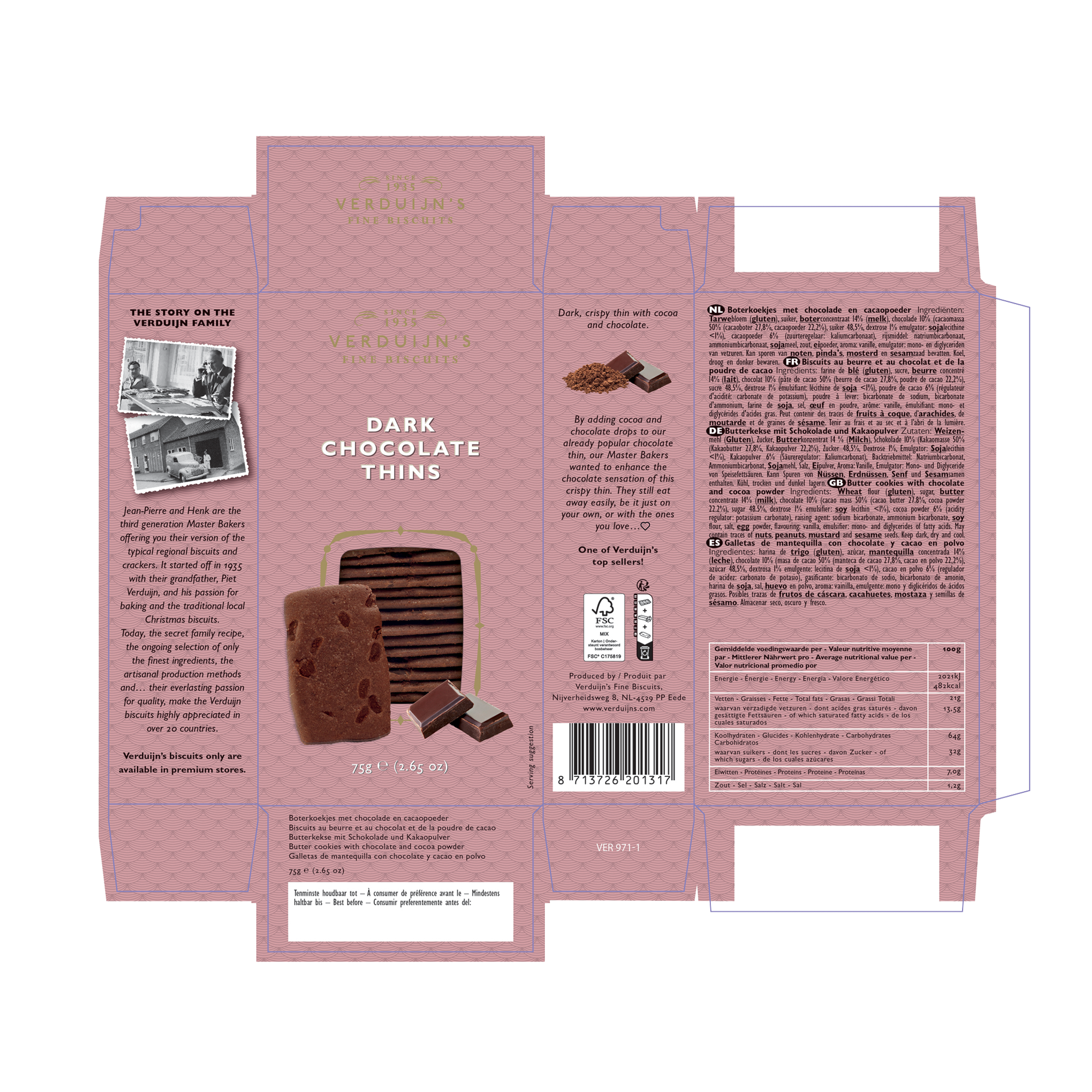 @DARK CHOCOLATE THINS 12X75G