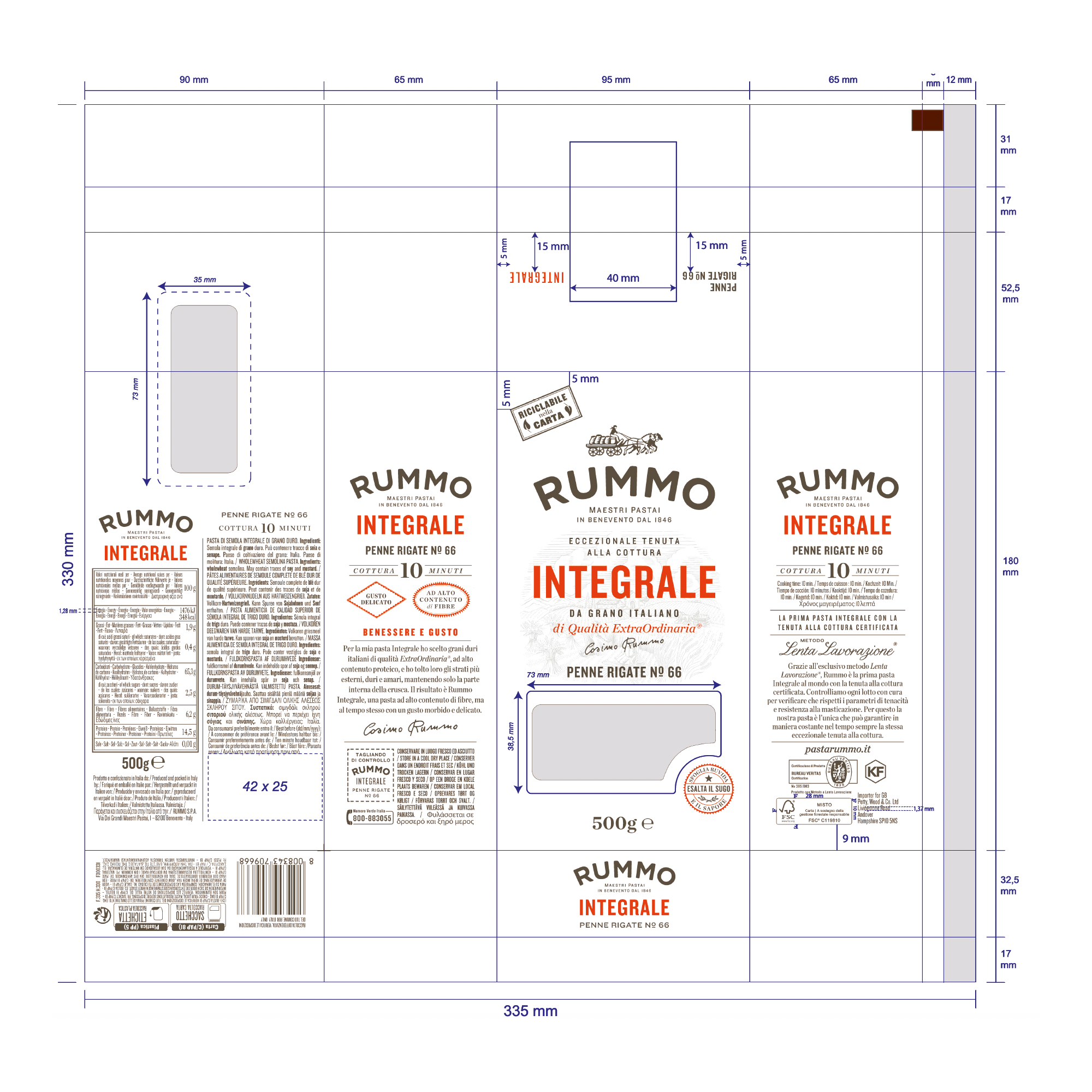 PENNE RIGATE INTEGRALI NO.66 500G PENNE RIGATE INTEGRALI NO.66 500G