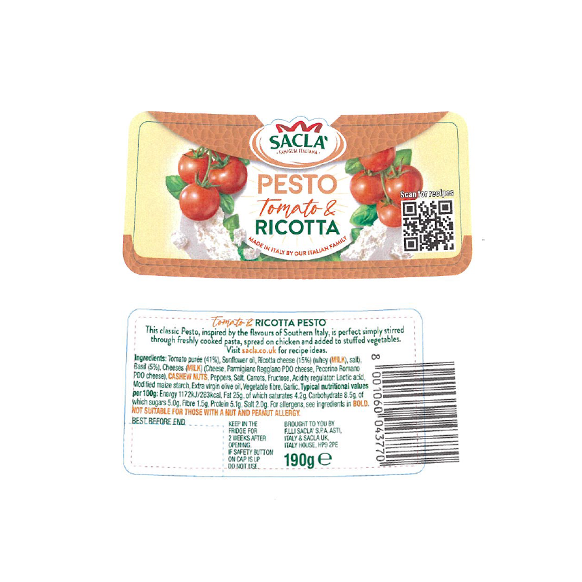 TOMATO & RICOTTA PESTO 6X190G