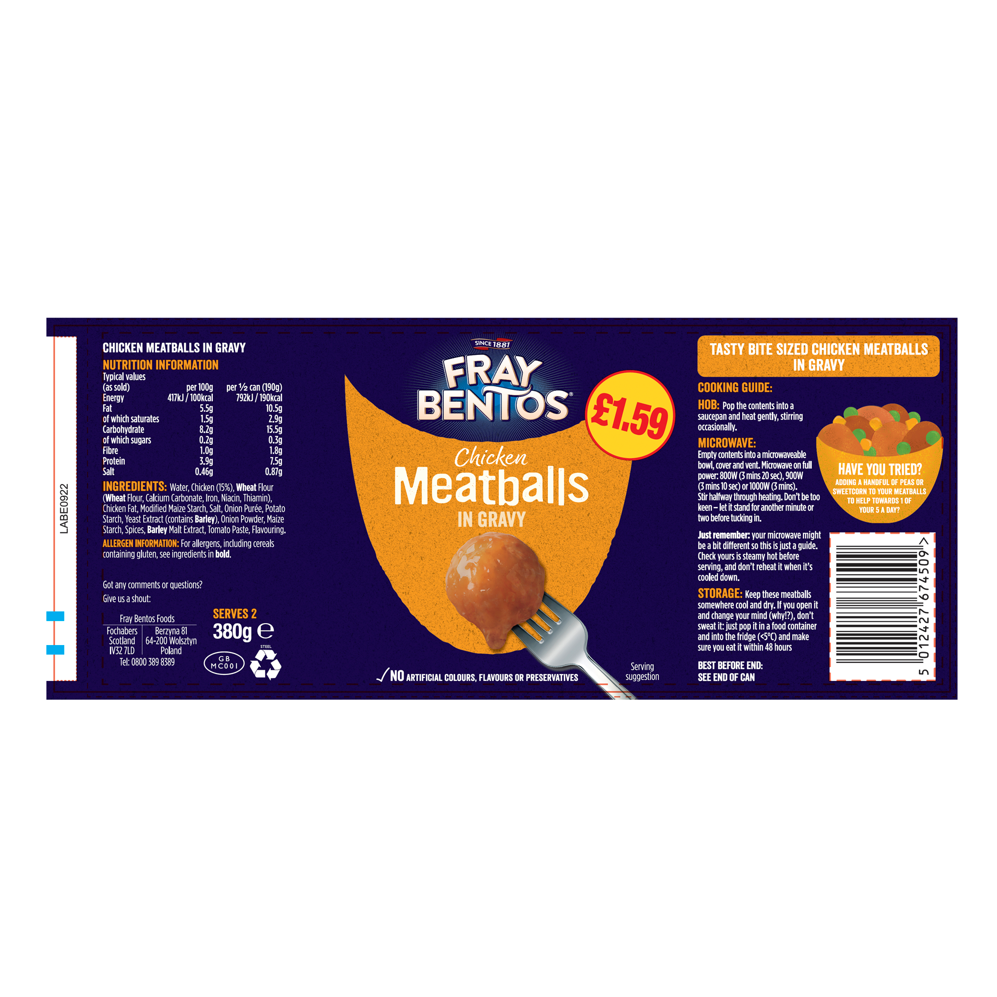 PMP œ1.59 MEATBALLS/GRAVY 6X380G