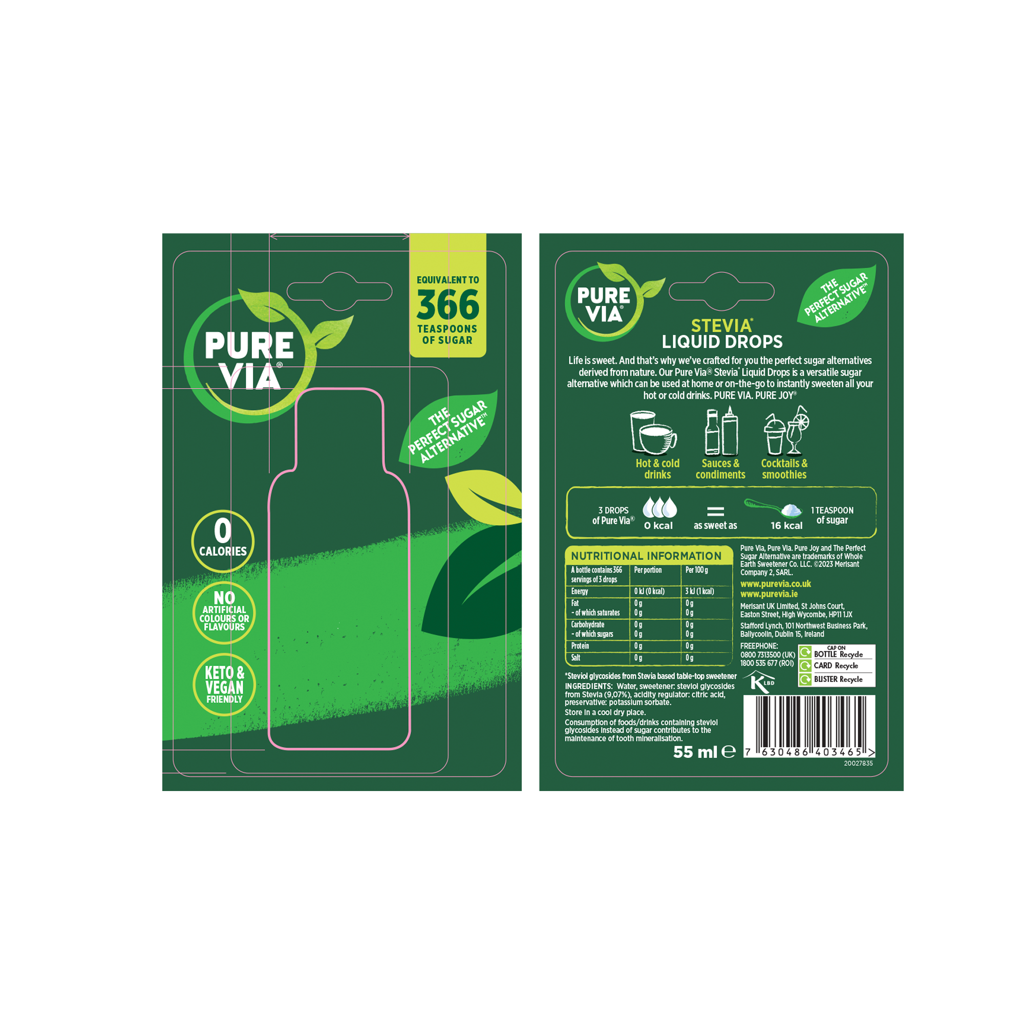 PURE VIA STEVIA LIQUID 6X55ML