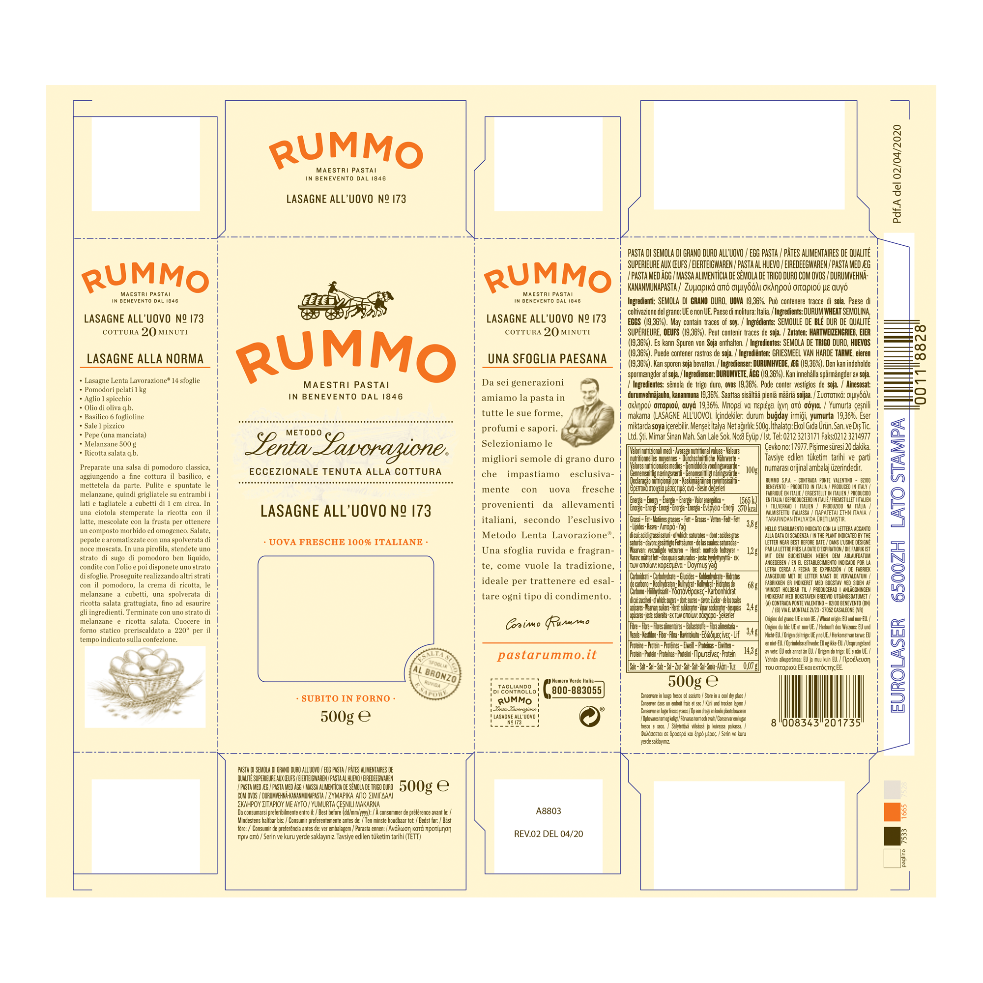 LASAGNE ALL'UOVO NO.173 12X500G