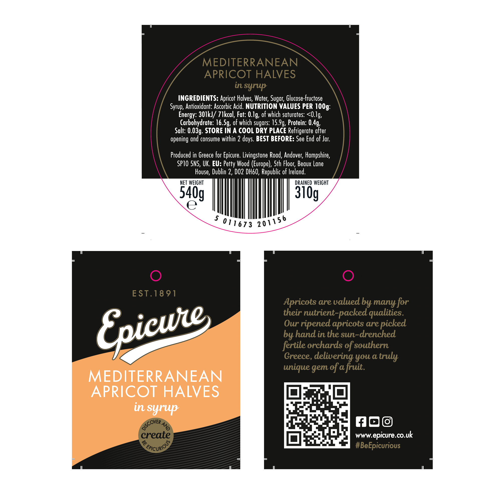 MED APRICOT HALVES IN SYRUP 6X540G