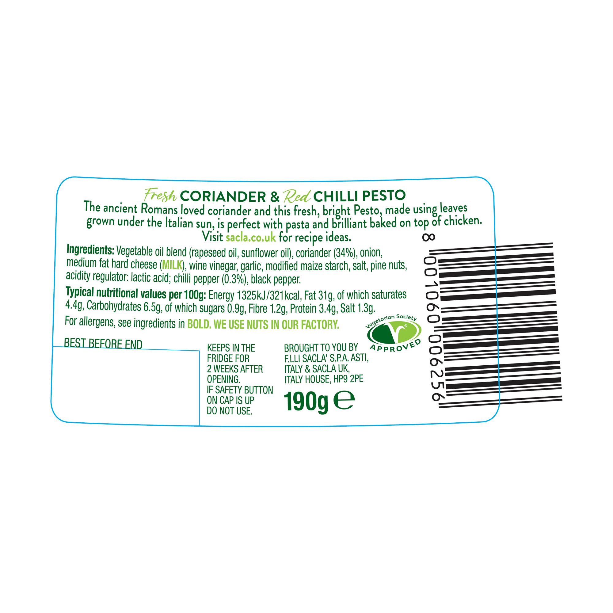 * CORIANDER & CHILLI PESTO 6X190G