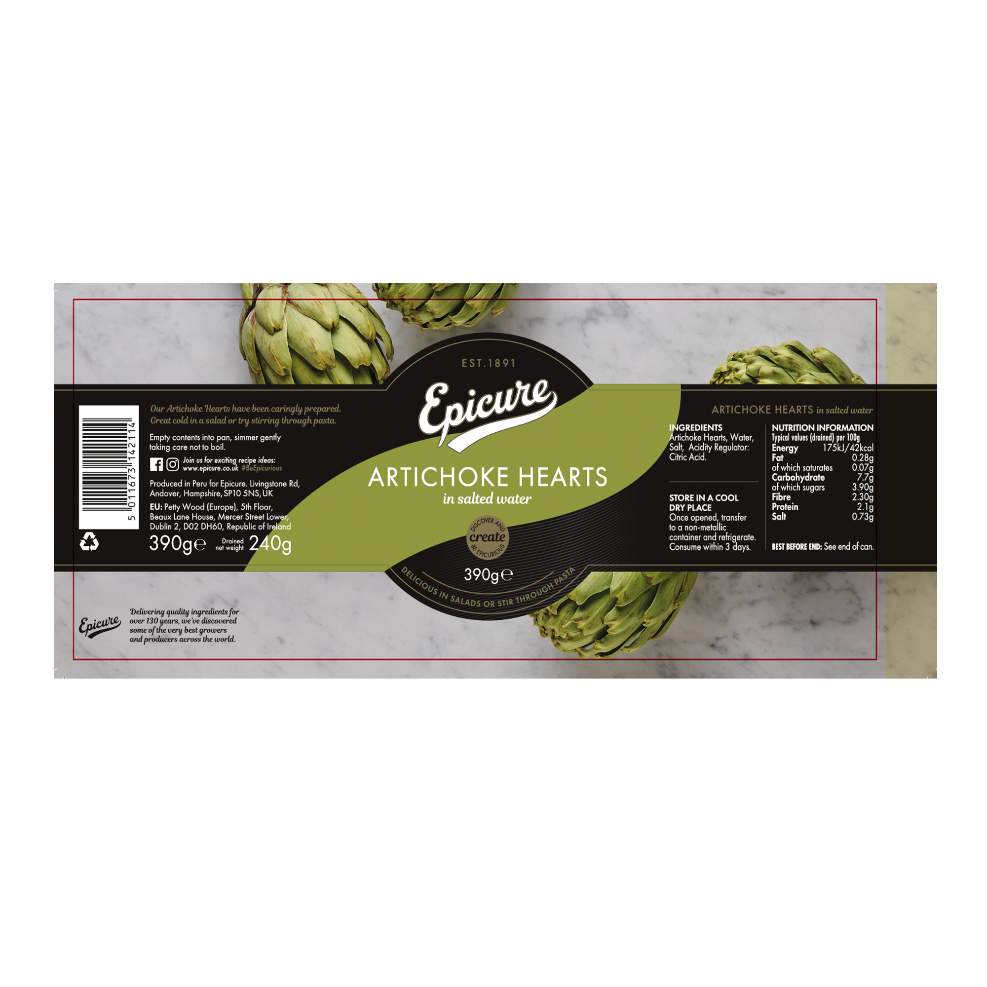 ARTICHOKE HEARTS/SALT WATER 12X390G ARTICHOKE HEARTS/SALT WATER 12X390G
