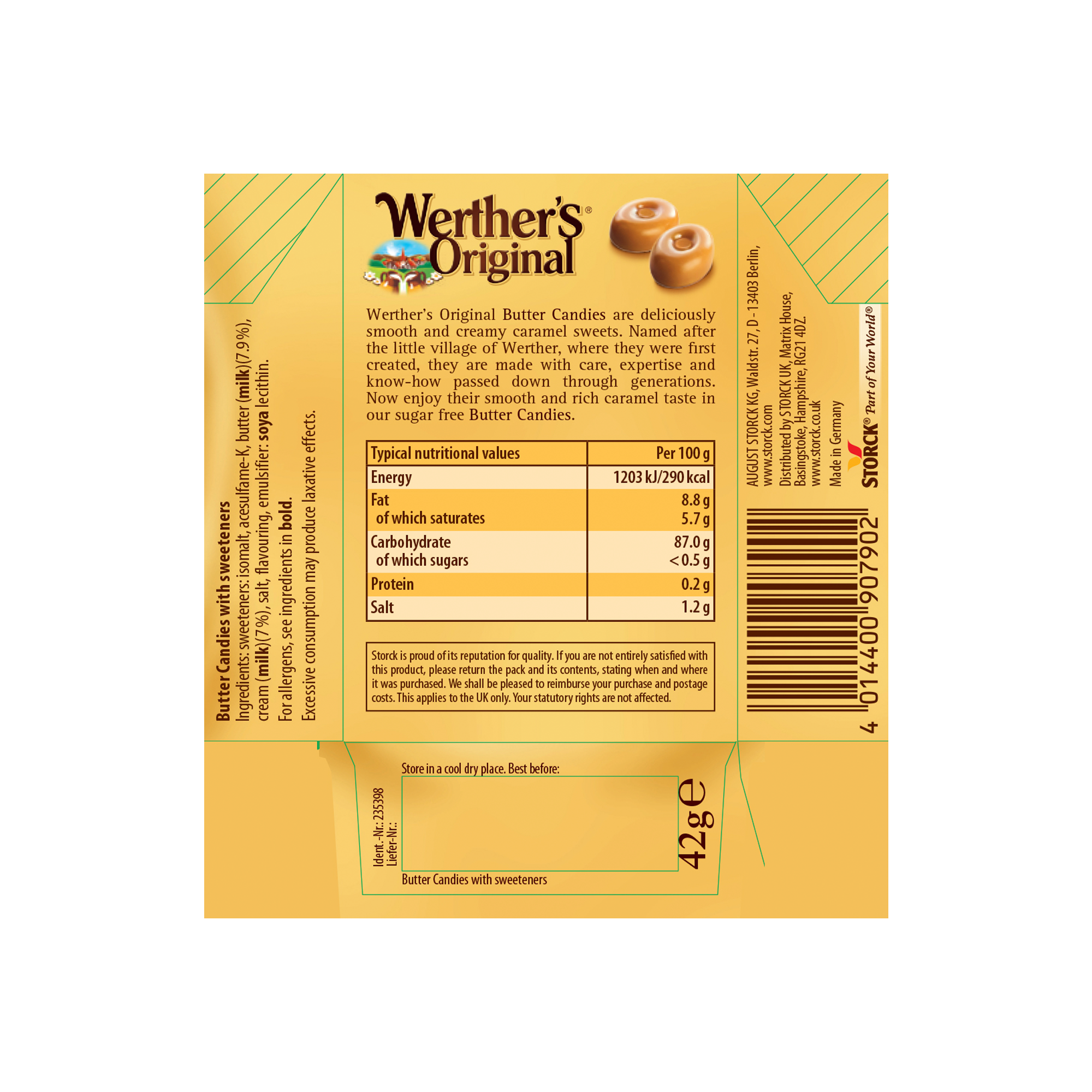 BUTTER CANDIES SUGAR FREE 2X10X42G