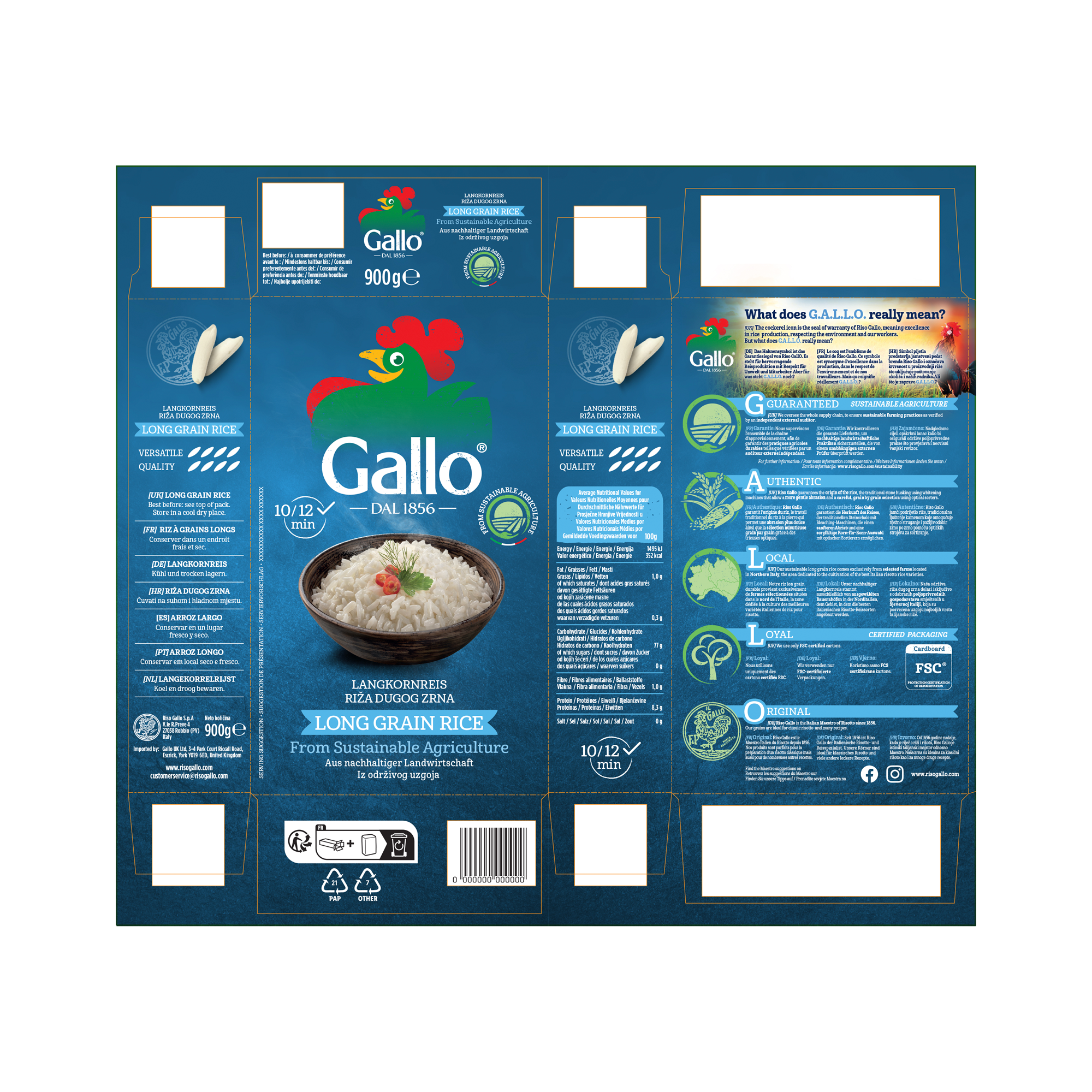 LONG GRN RICE SUSTAINABLE 12X900G