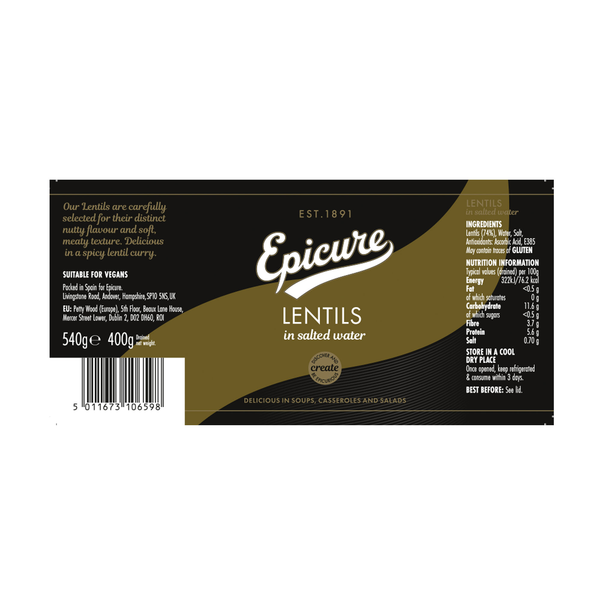 LENTILS IN SALTED WATER  - JAR