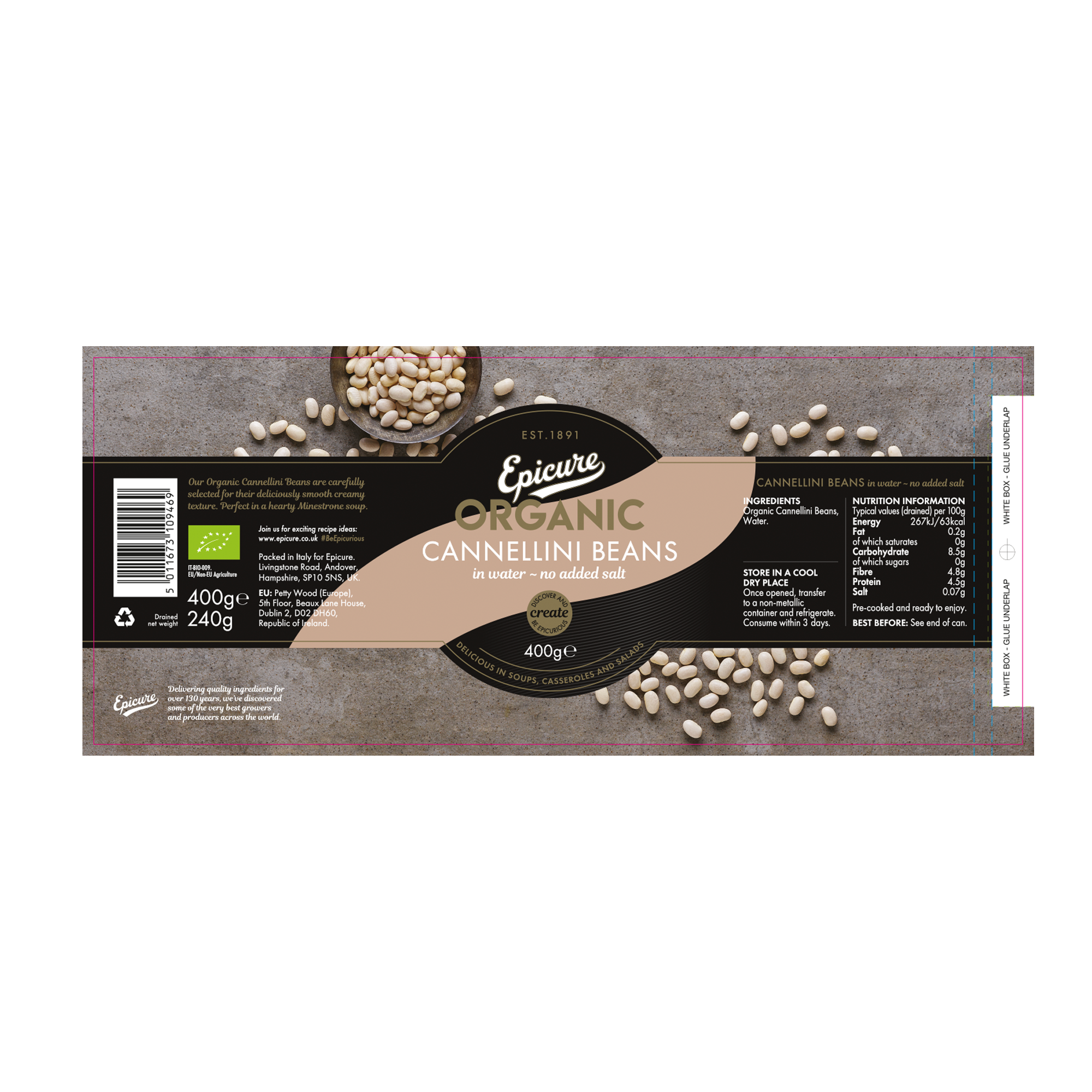 ORG CANNELLINI BEANS/WATER 6X400G ORG CANNELLINI BEANS/WATER 6X400G