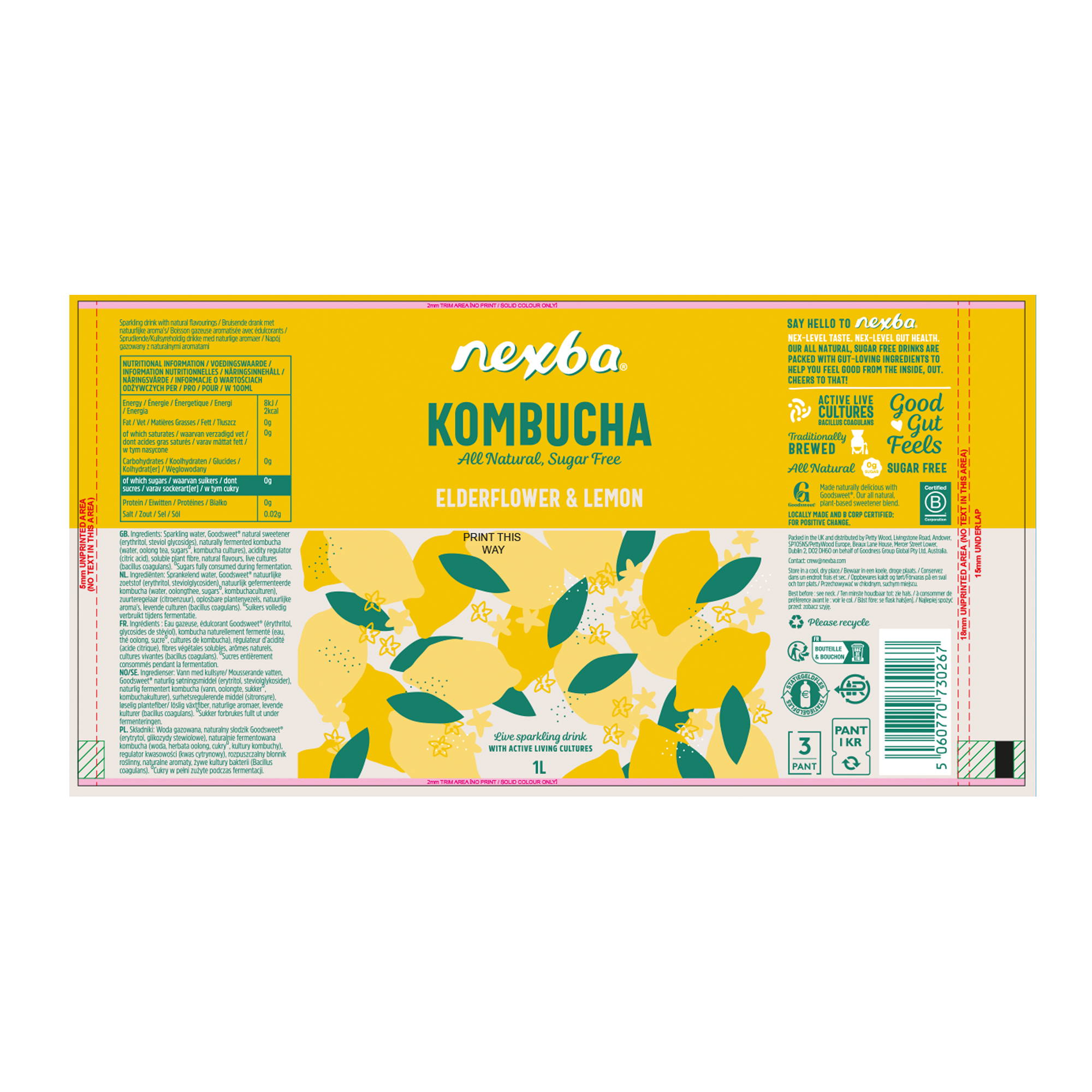 ELDERFL/LEMON KOMBUCHA 6X1LTR PET