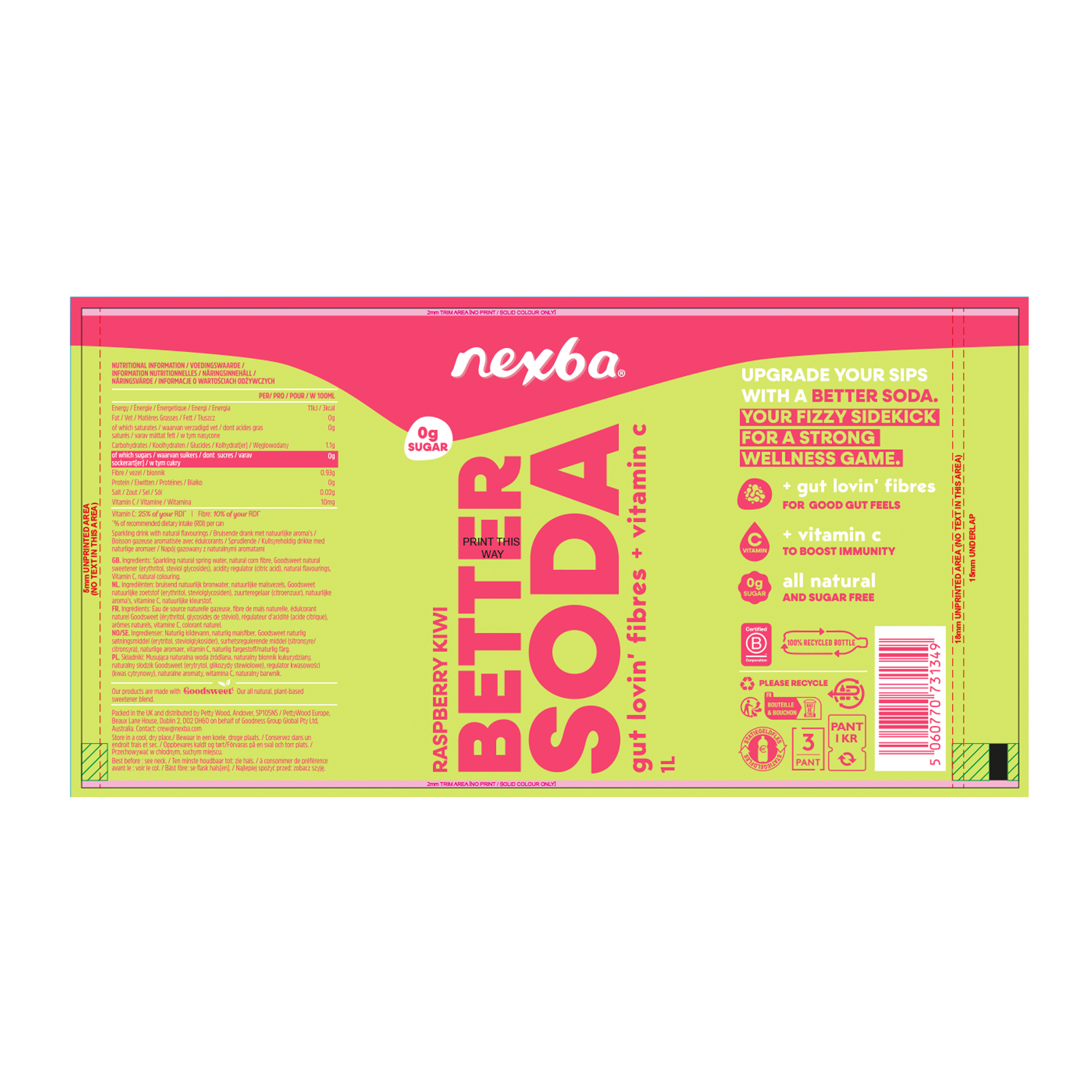 RASPBERRY KIWI BETTER SODA 6X1LTR RASPBERRY KIWI BETTER SODA 6X1LTR