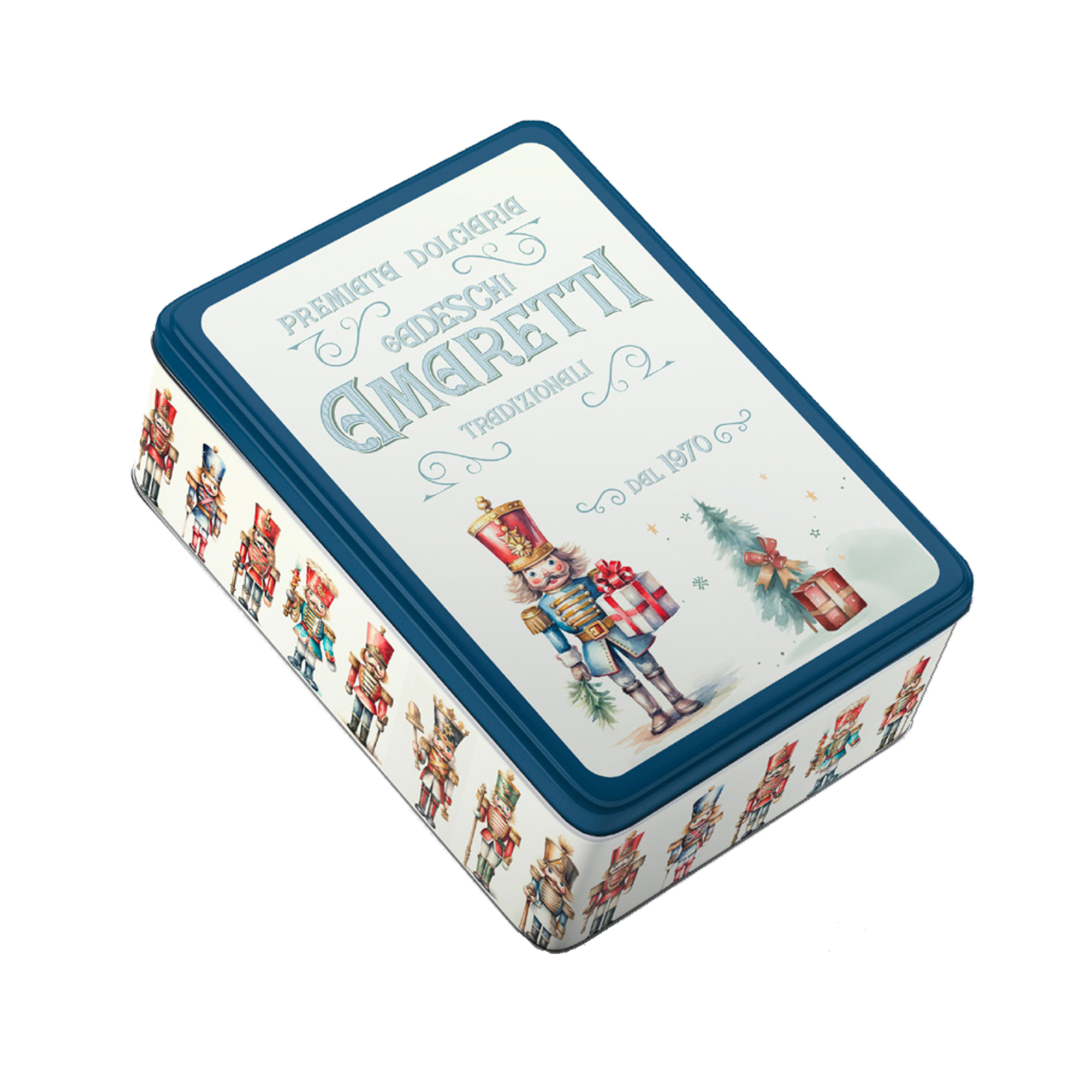!@AMARETTI BLUE NUTCRACKER TIN