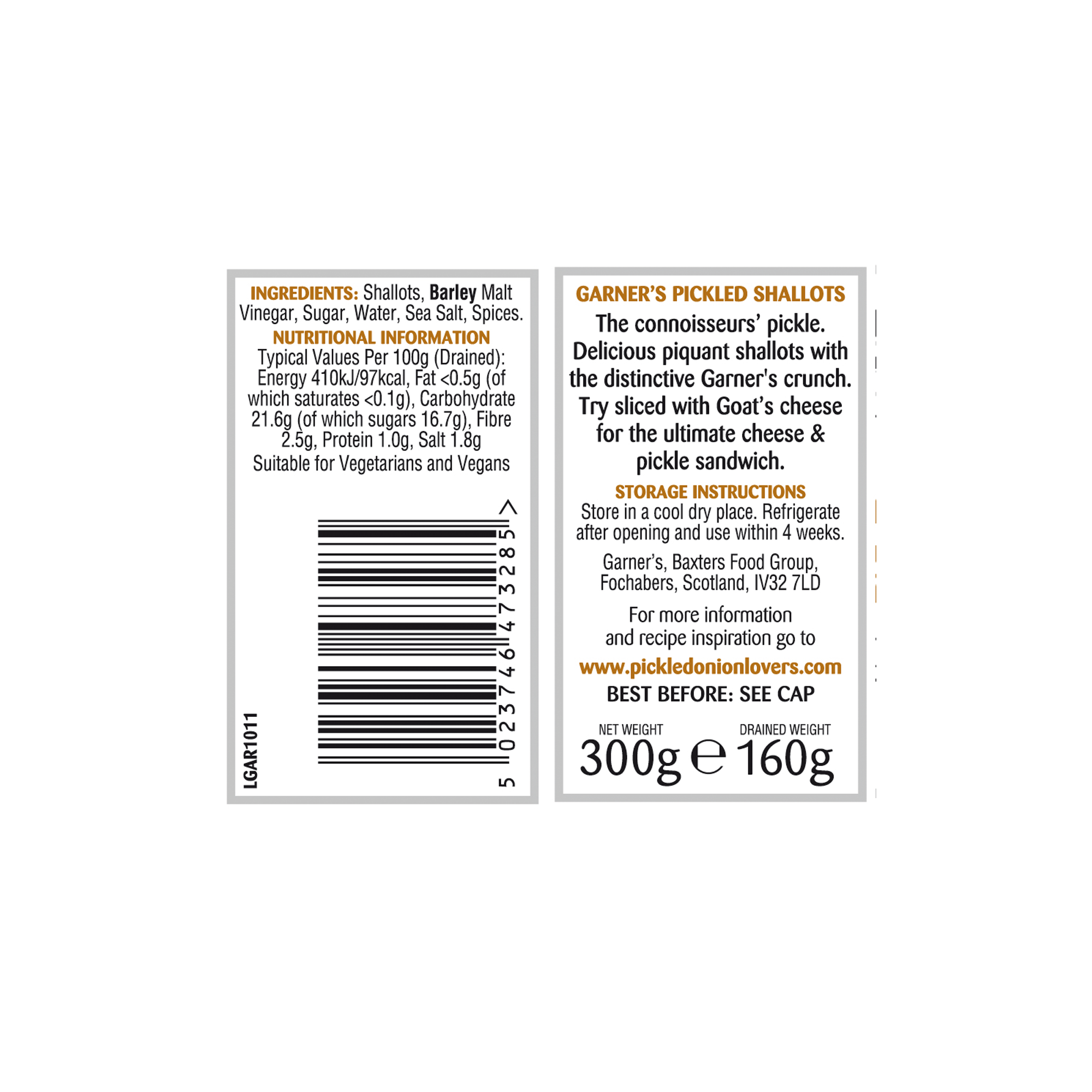 PICKLED SHALLOTS-GARNERS 6X300G PICKLED SHALLOTS-GARNERS 6X300G