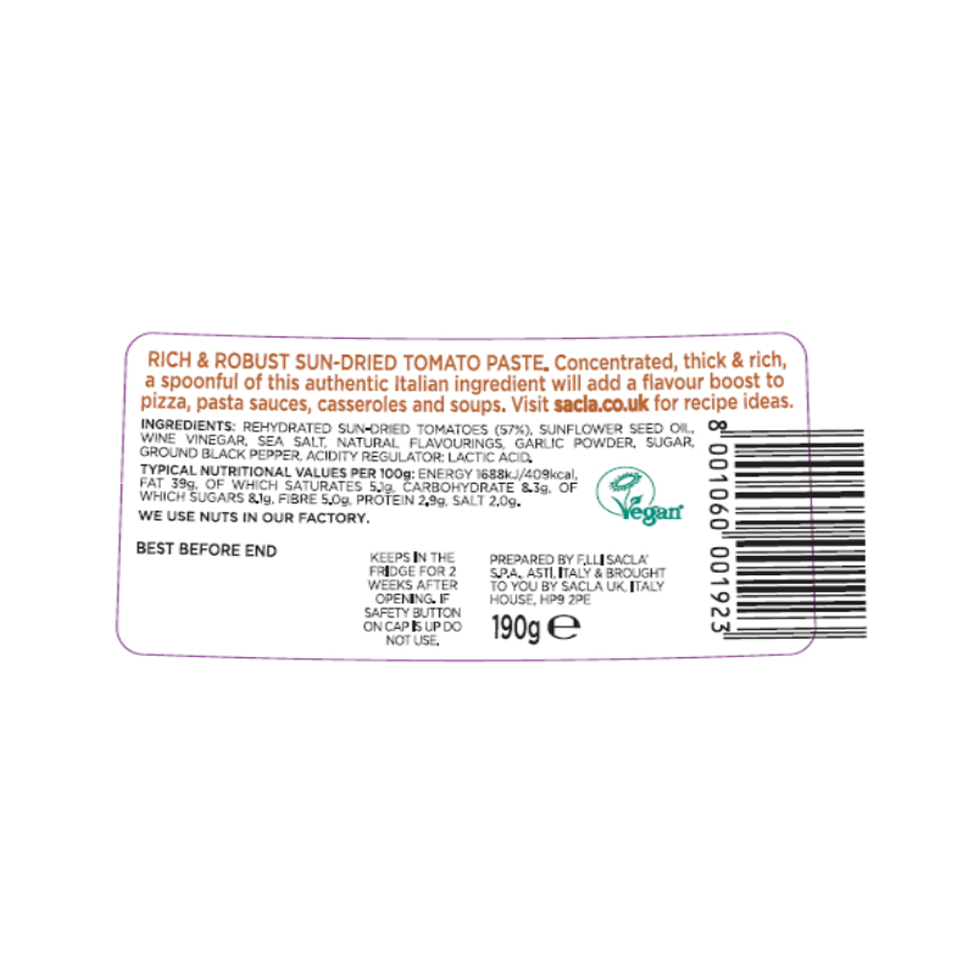 SUNDRIED TOMATO PASTE 6X190G