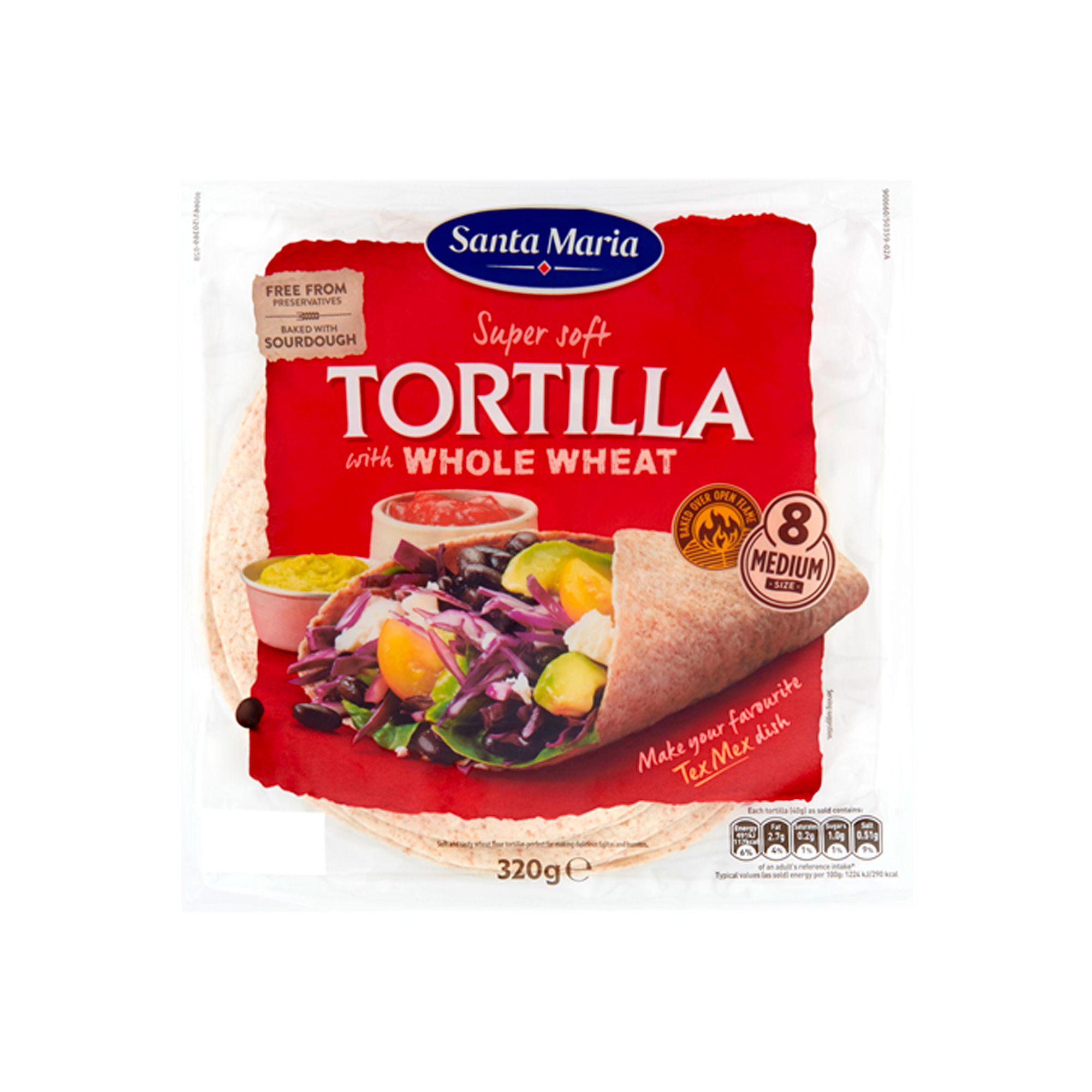 8 WHOLEMEAL TORTILLA