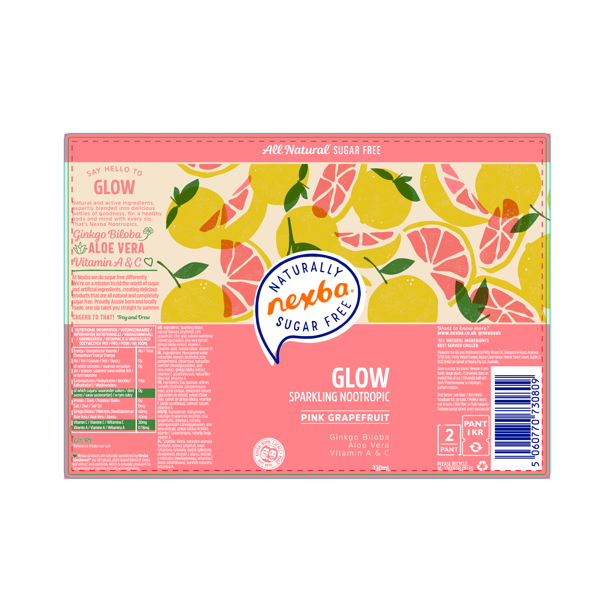 GLOW PK G'FRUIT NOOTROPIC 12X330ML GLOW PK G'FRUIT NOOTROPIC 12X330ML