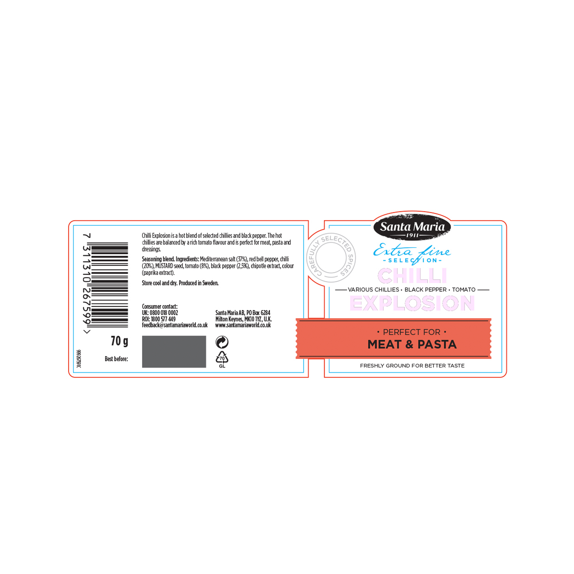 CHILLI EXPLOSION GRINDER 6X70G