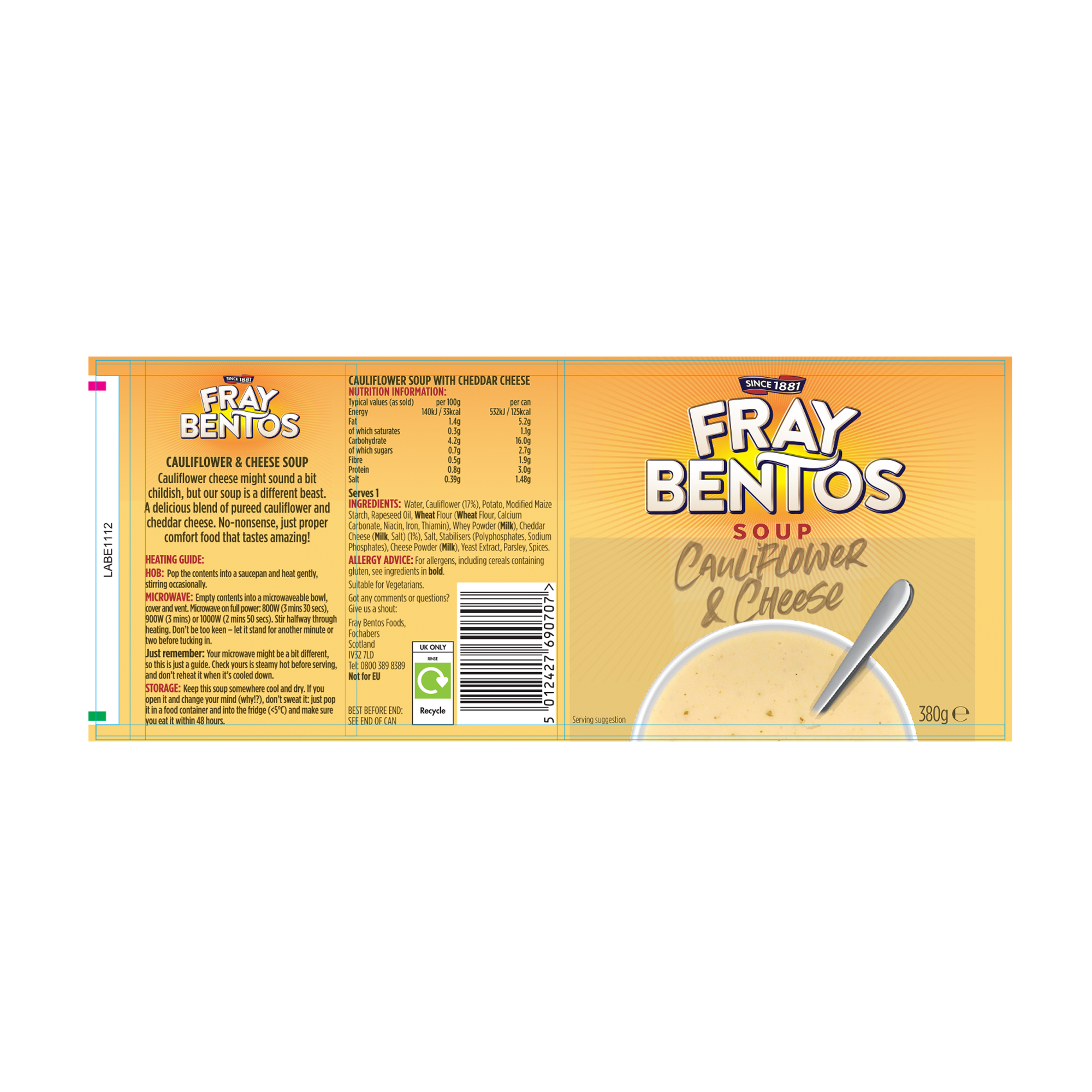 CAULIFLOWER CHEESE SOUP 12X380G CAULIFLOWER CHEESE SOUP 12X380G