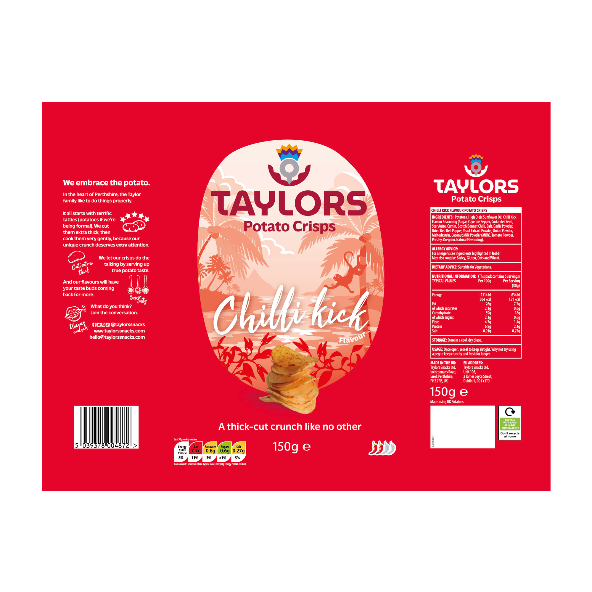 CHILLI KICK CRISPS 8X150G