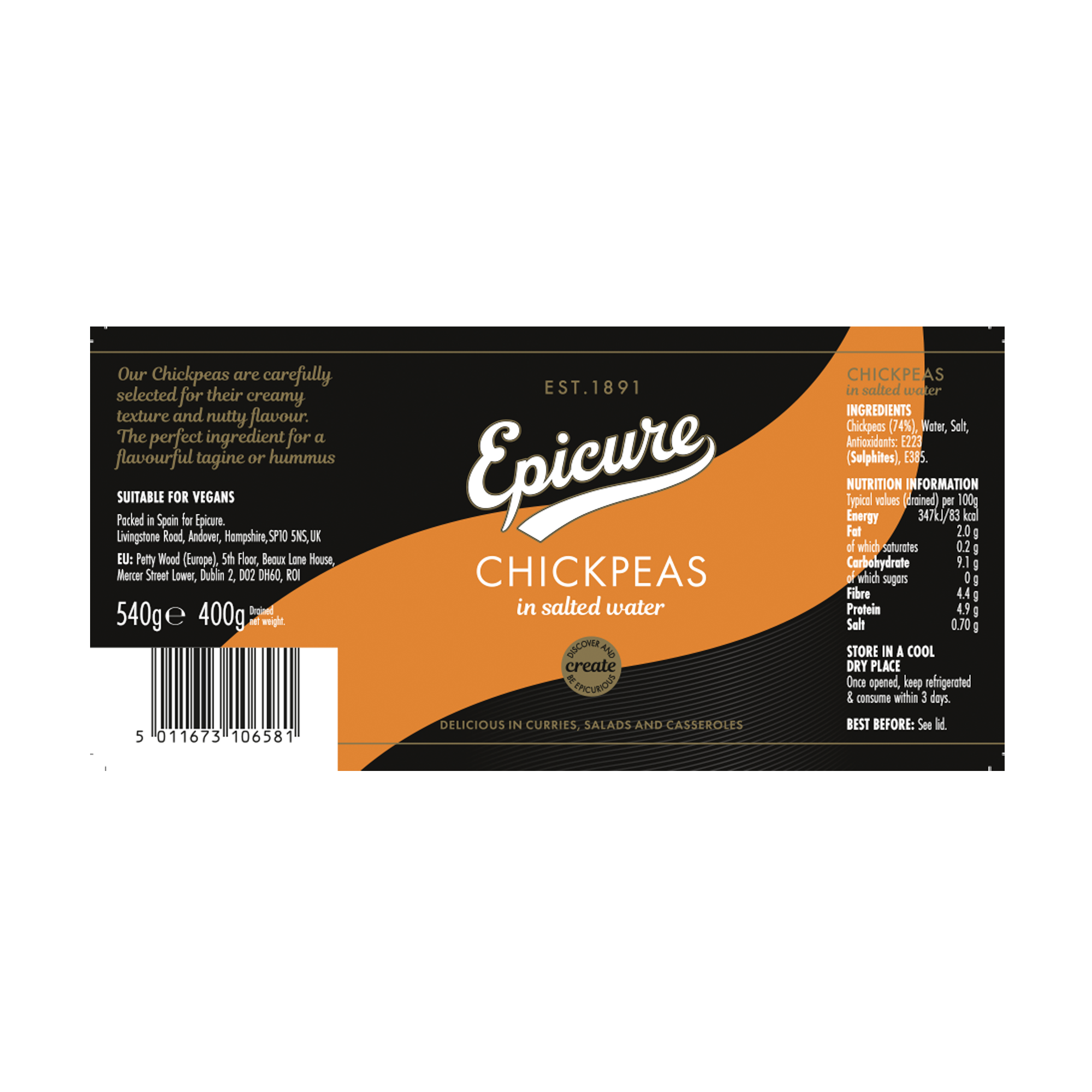 CHICKPEAS IN SLTD WATER 6X540G-JAR