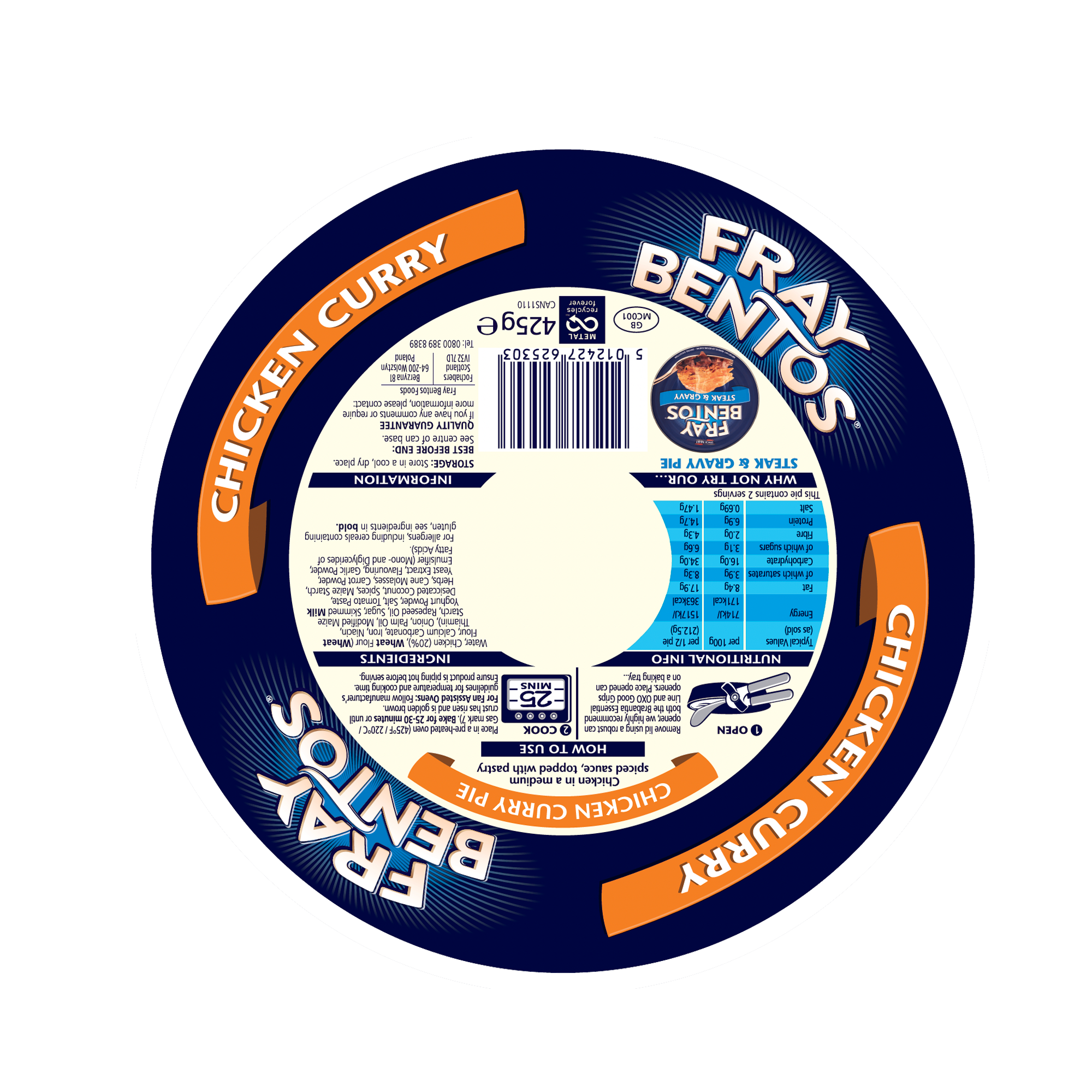 FB CHICKEN CURRY PIE 6X425G FB CHICKEN CURRY PIE 6X425G