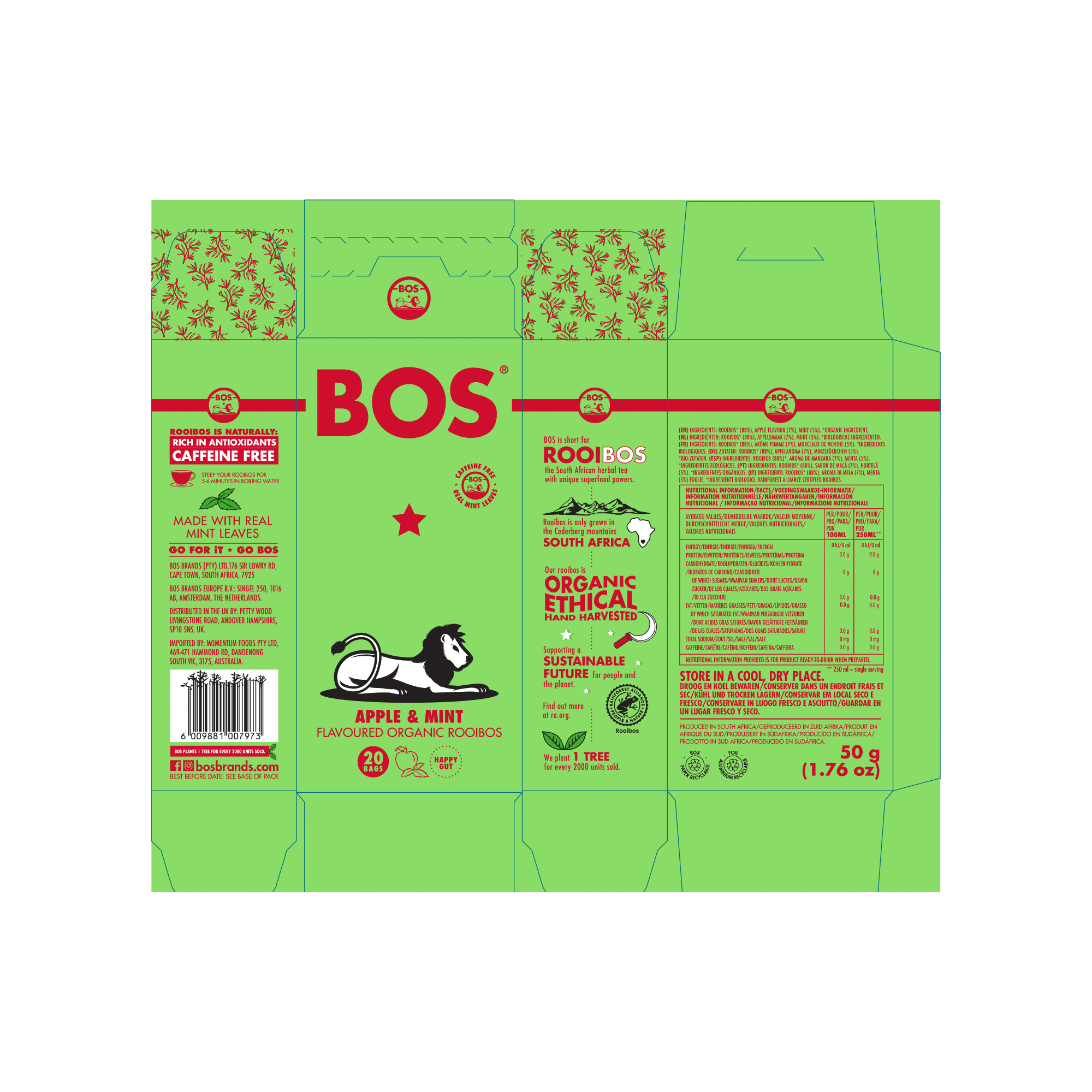 ORG APPLE & MINT R'BOS 20 TEA BAGS
