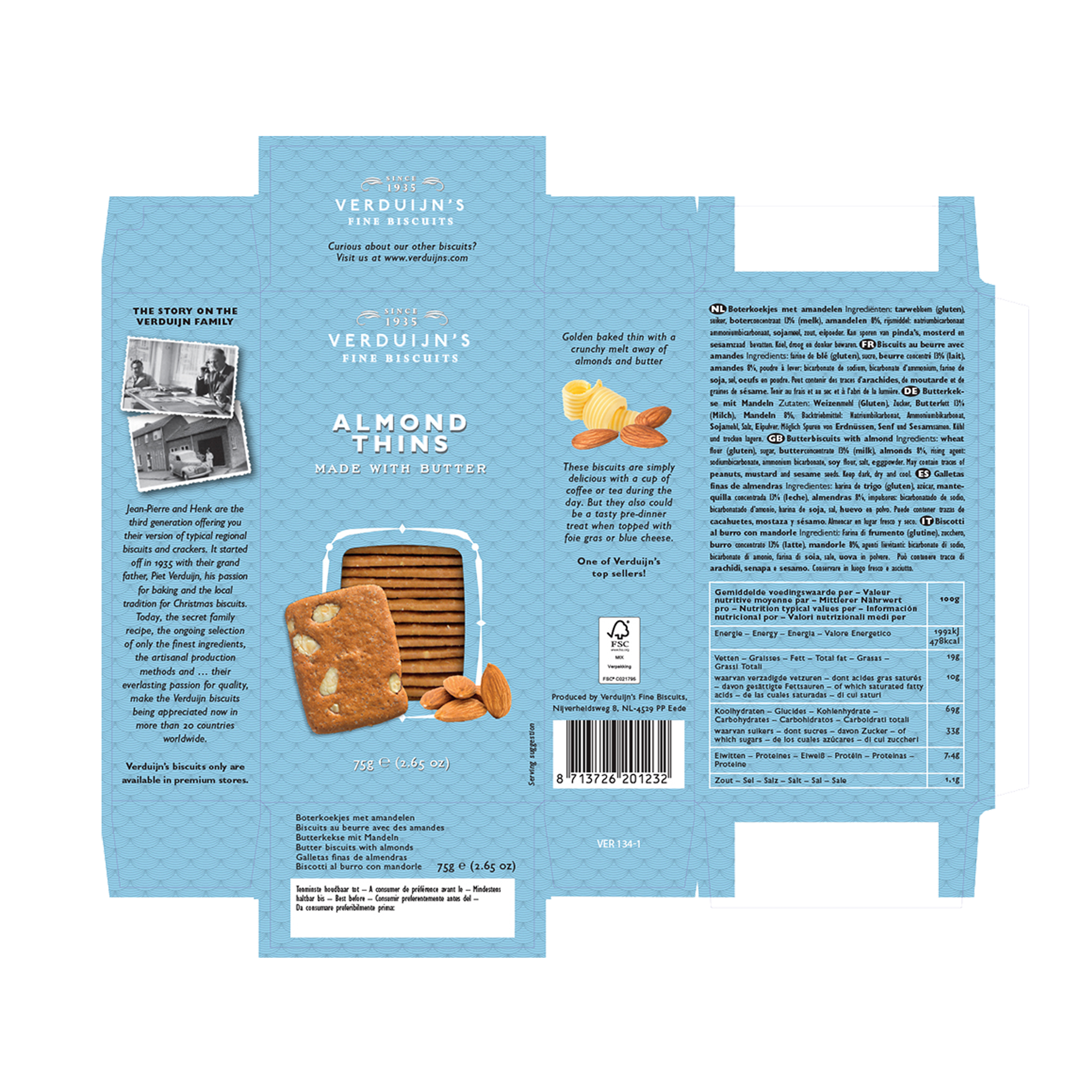 BUTTER BISCUITS WITH ALMONDS 12X75G BUTTER BISCUITS WITH ALMONDS 12X75G