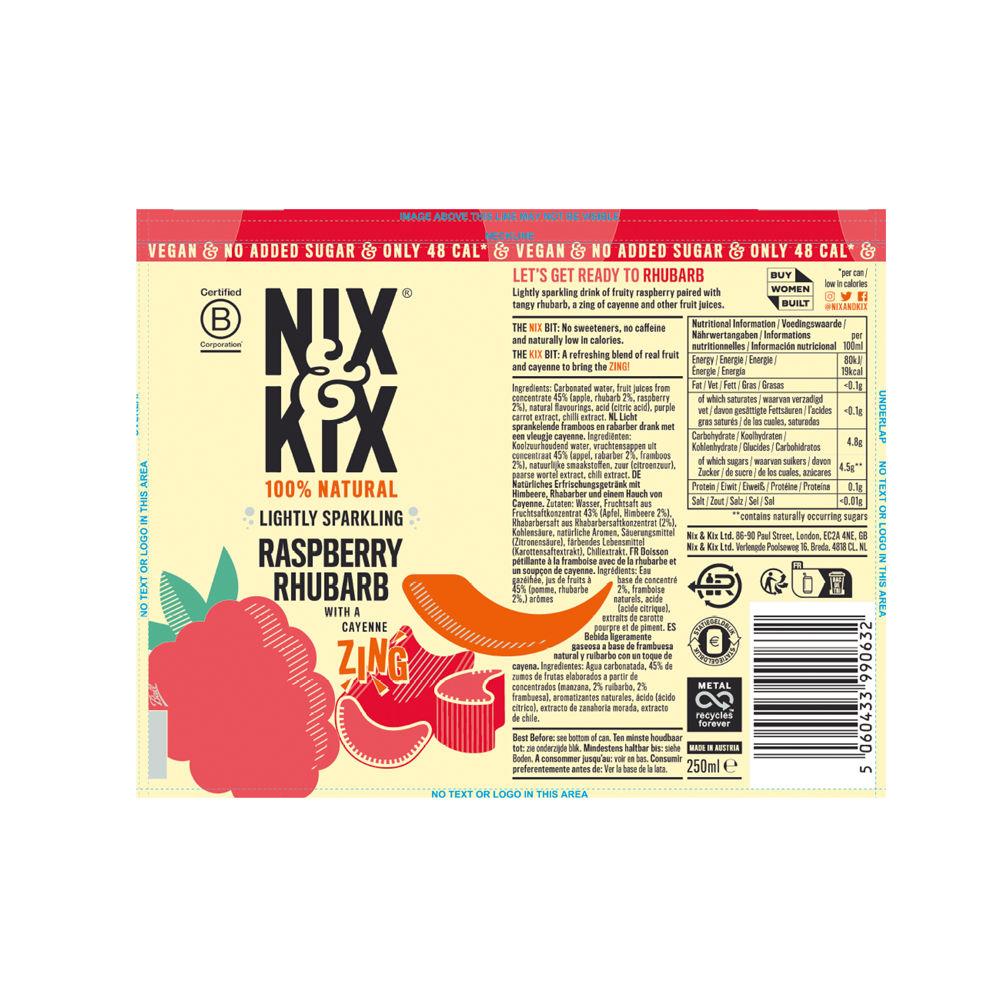 RASPBERRY &RHUBARB 24X250ML