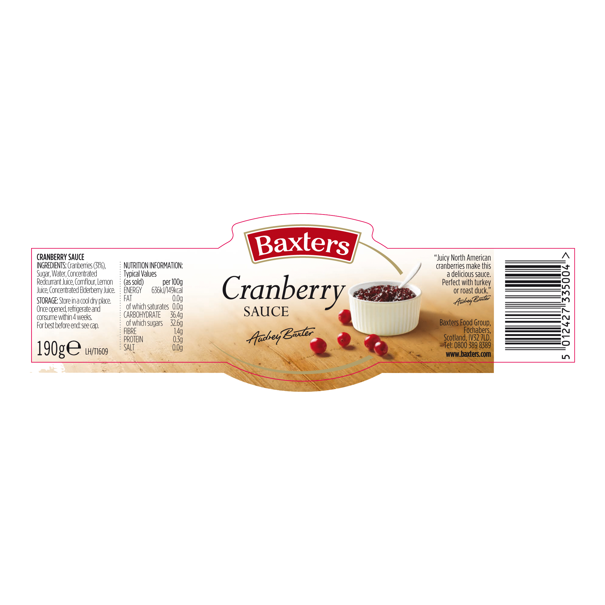 CRANBERRY SAUCE 6X190G