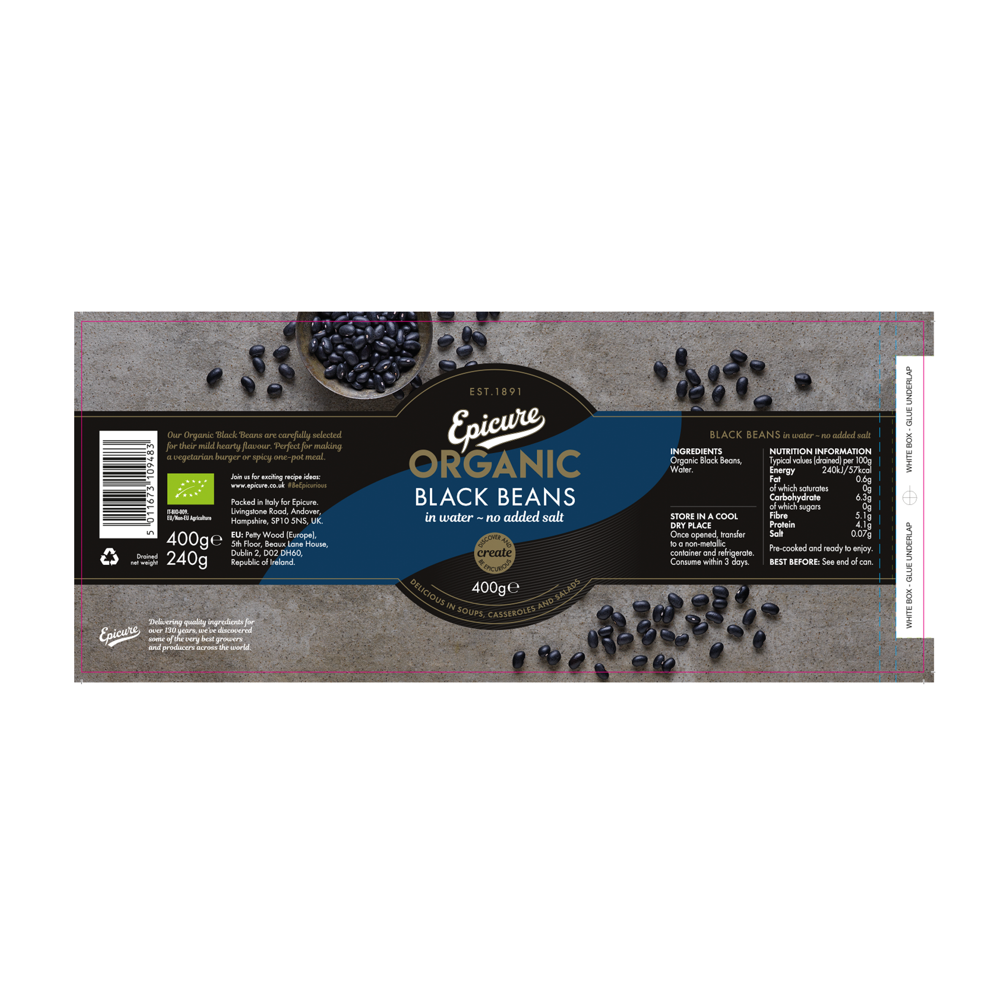 ORG BLACK BEANS/WATER 6X400G