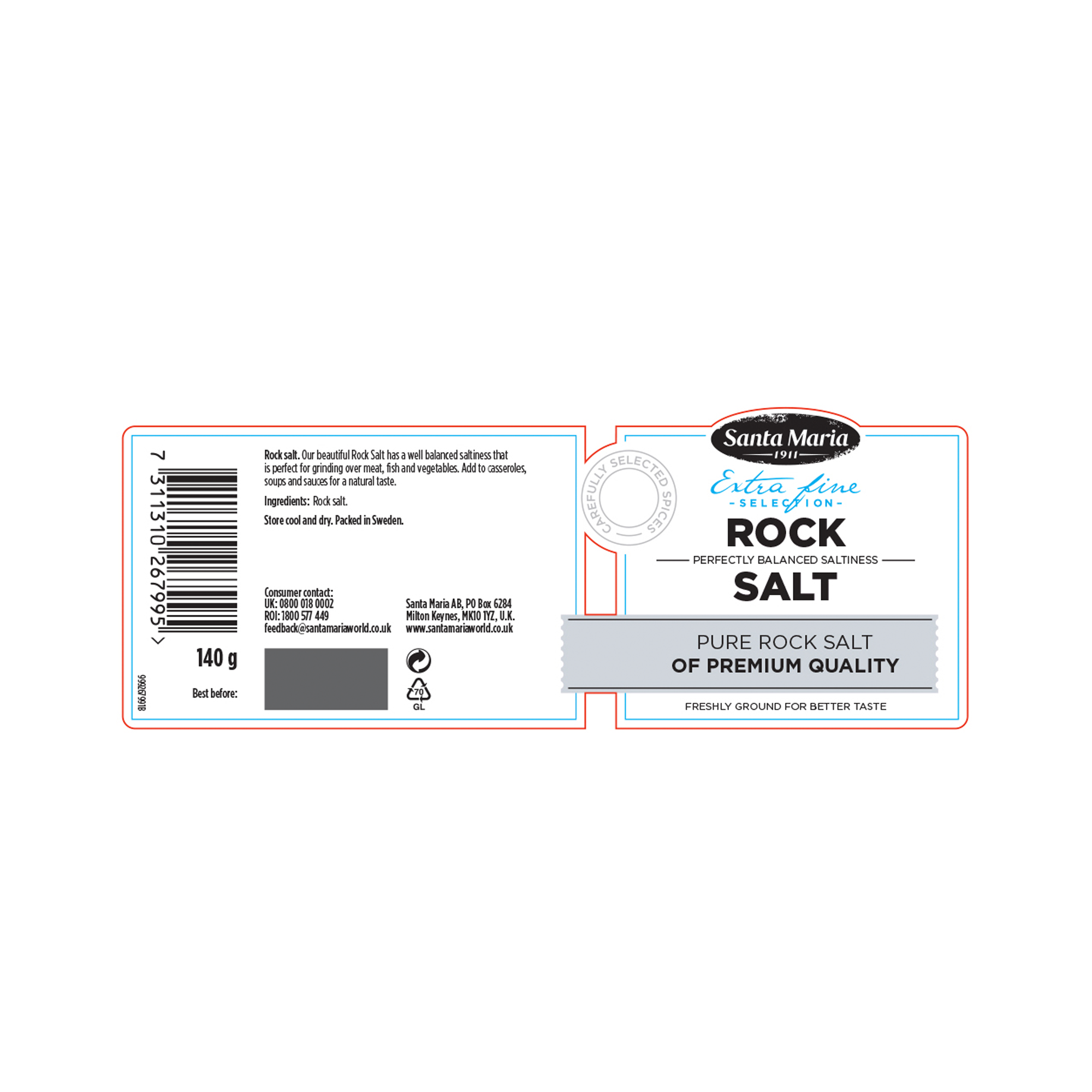 ROCK SALT GRINDER 6X140G