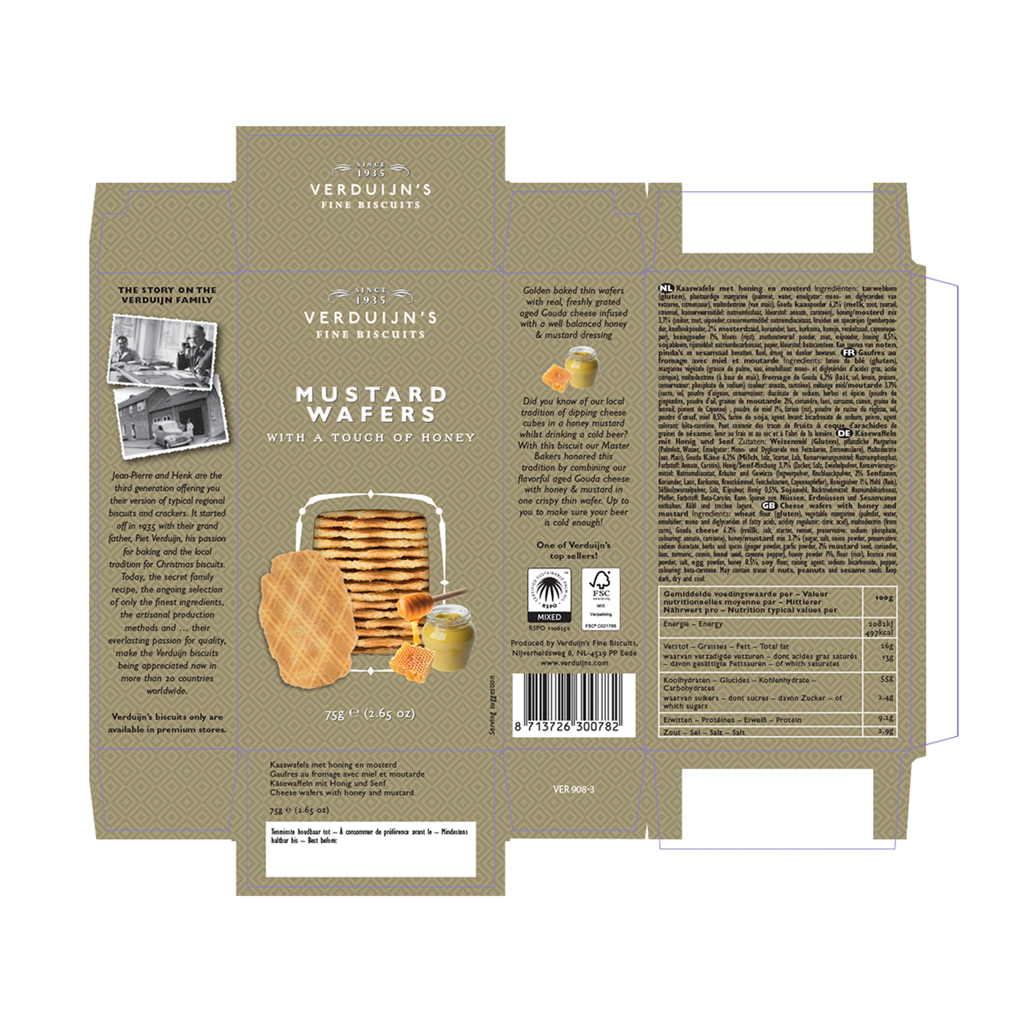 MUSTARD WAFERS WITH HONEY 12X75G