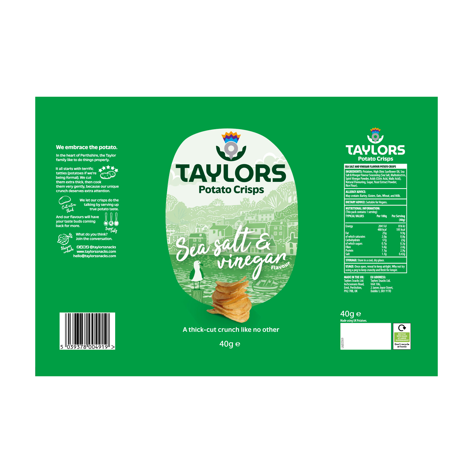 SEA SALT & VINEGAR CRISPS 24X40G