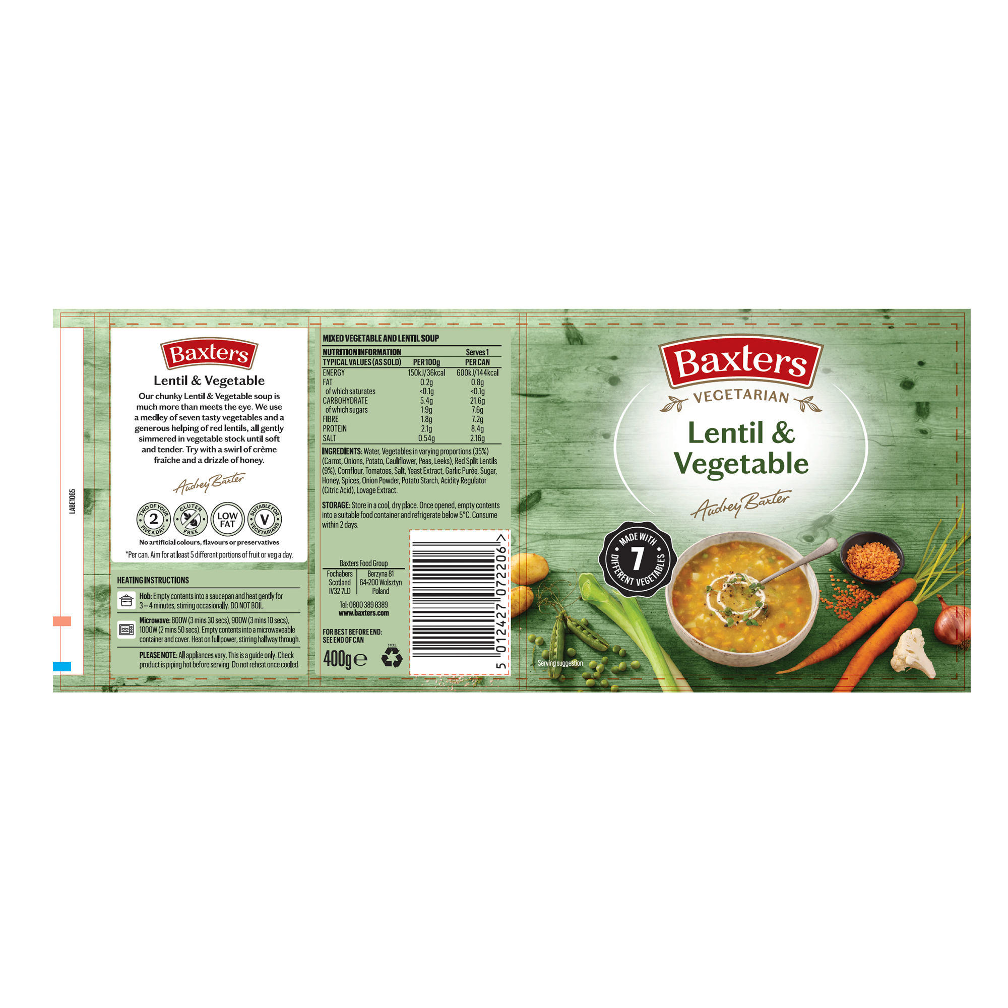 VEG-LENTIL & VEGETABLE SOUP 12X400G