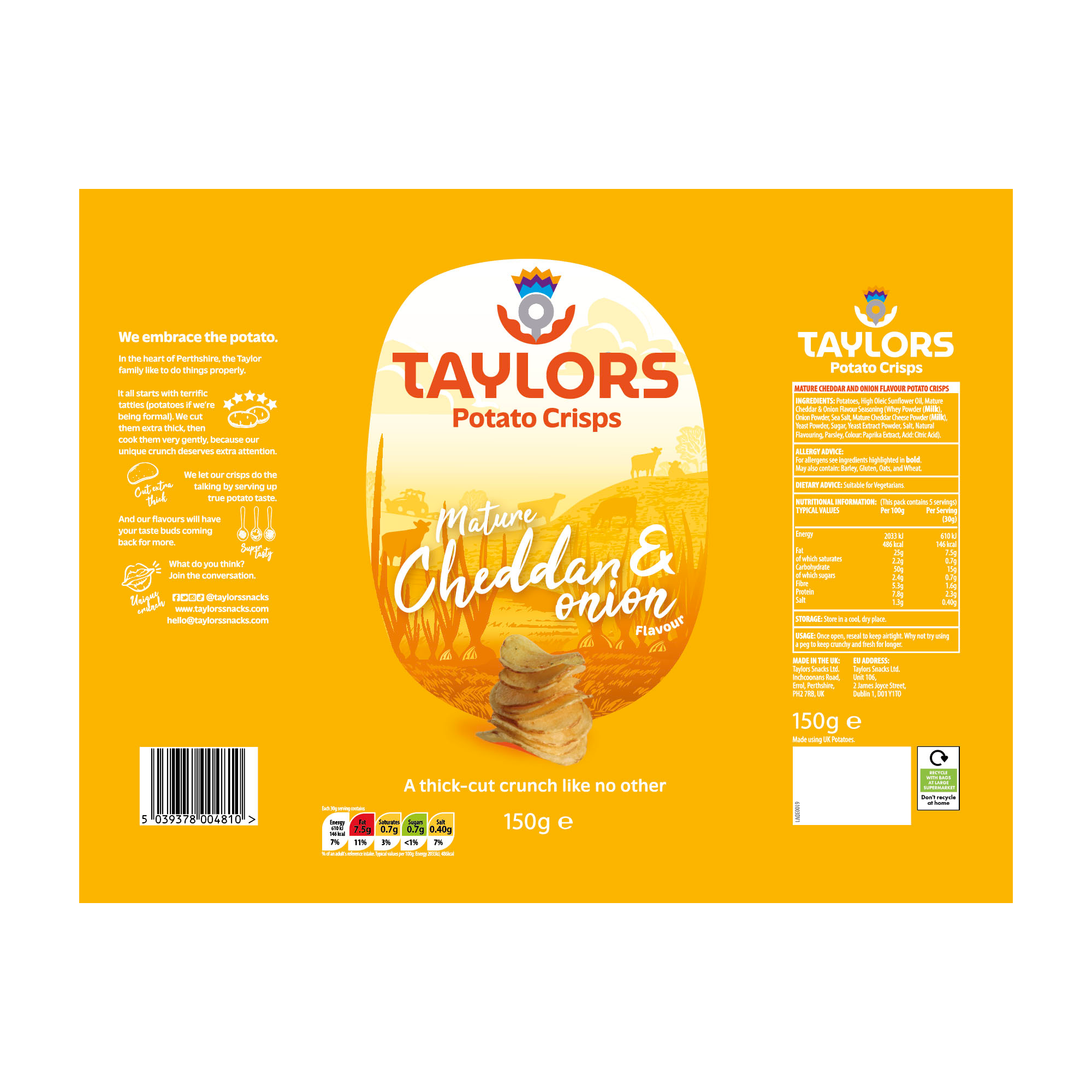 CHEESE & ONION CRISPS 8X150G
