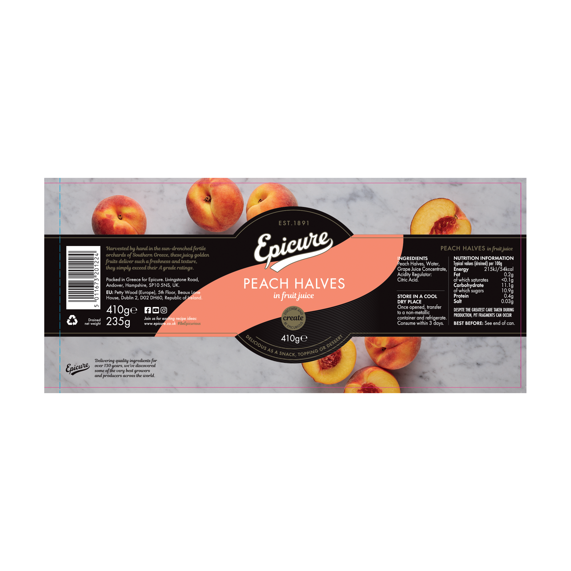 PEACH HALVES IN FRUIT JUICE 12X410