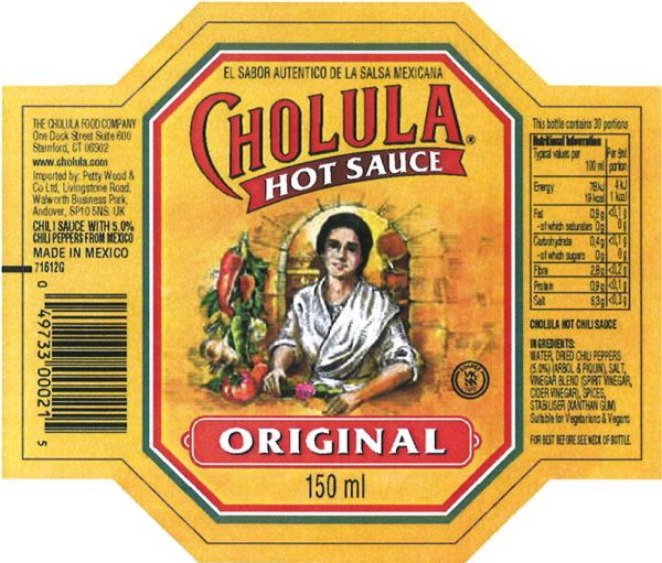 CHOLULA HOT SAUCE ORIGINAL12X150ML : Petty Wood