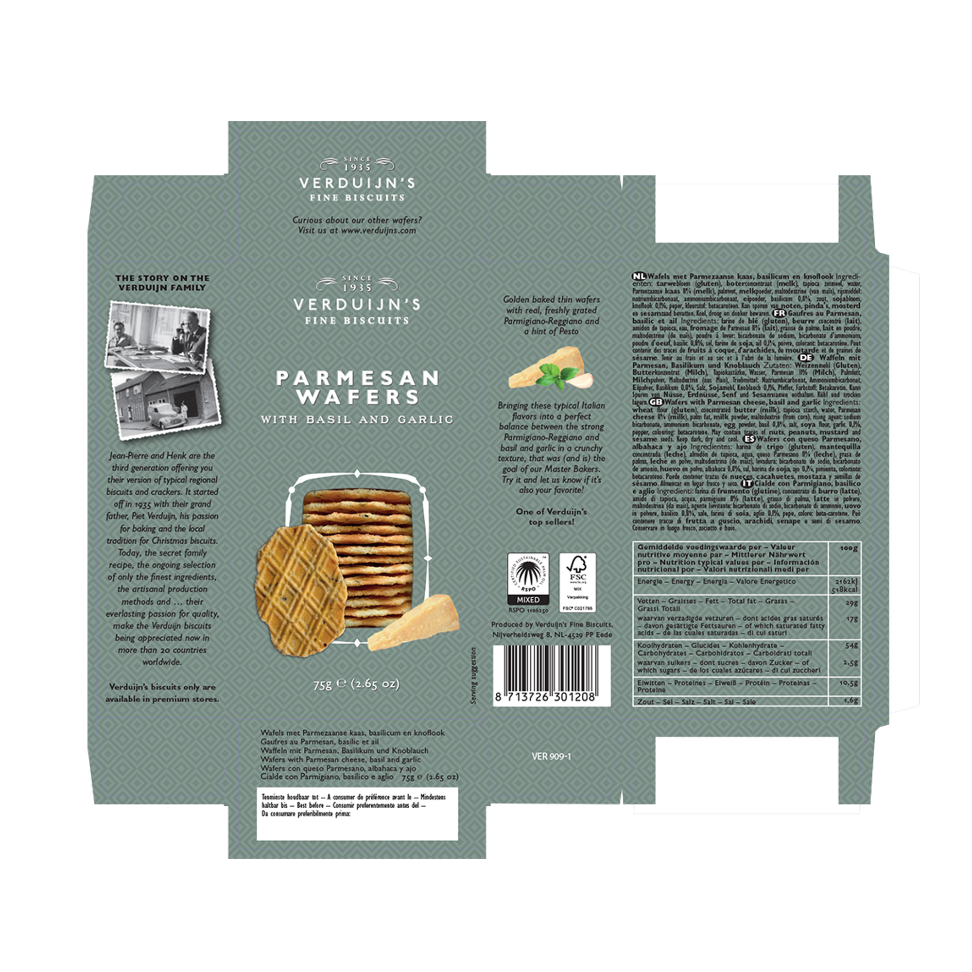 PARM WAFERS WTH BASIL/GARLIC 12X75G PARM WAFERS WTH BASIL/GARLIC 12X75G