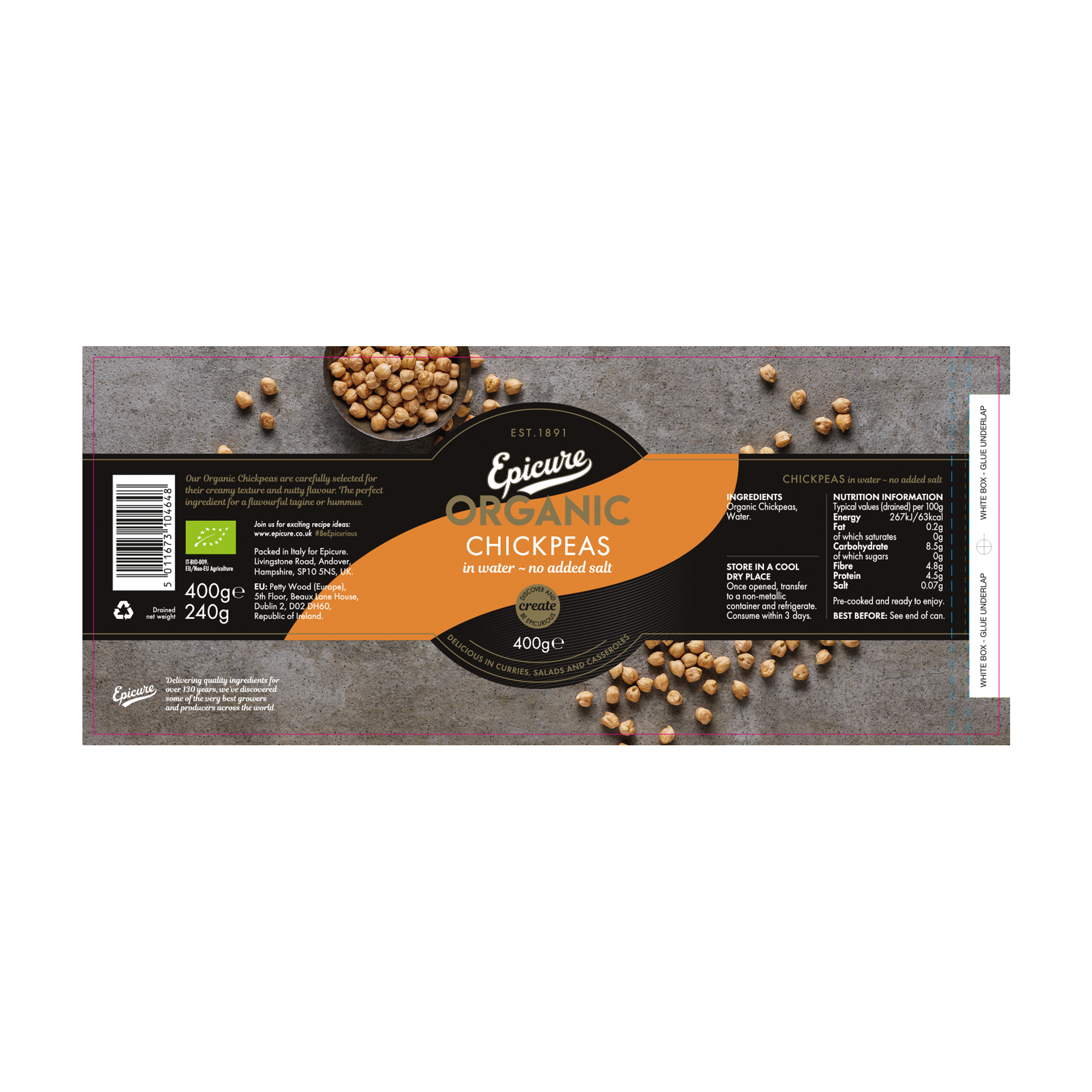 ORG CHICK PEAS/WATER 6X400G ORG CHICK PEAS/WATER 6X400G