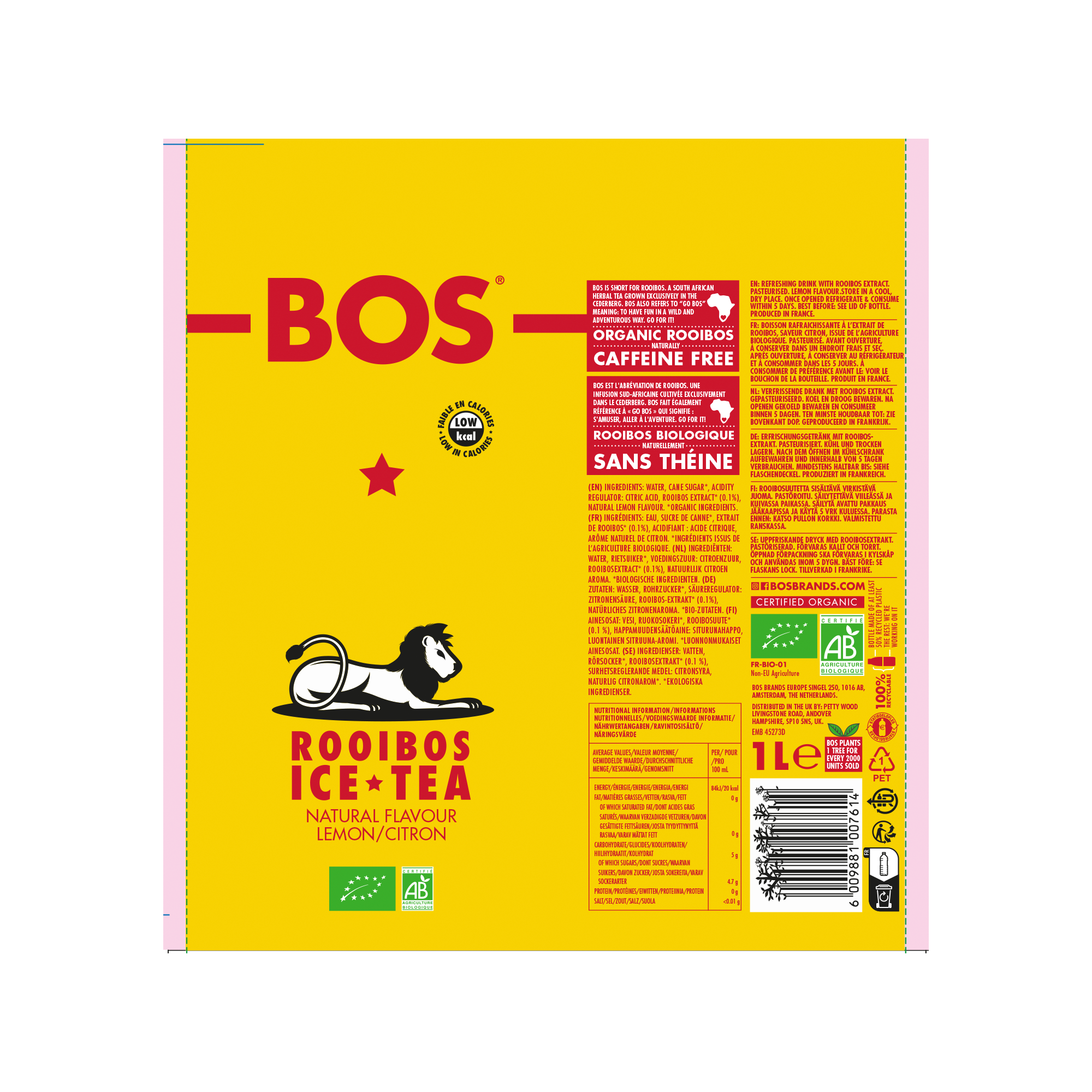 ORGANIC LEMON ROOIBOS ICE TEA 1LTR