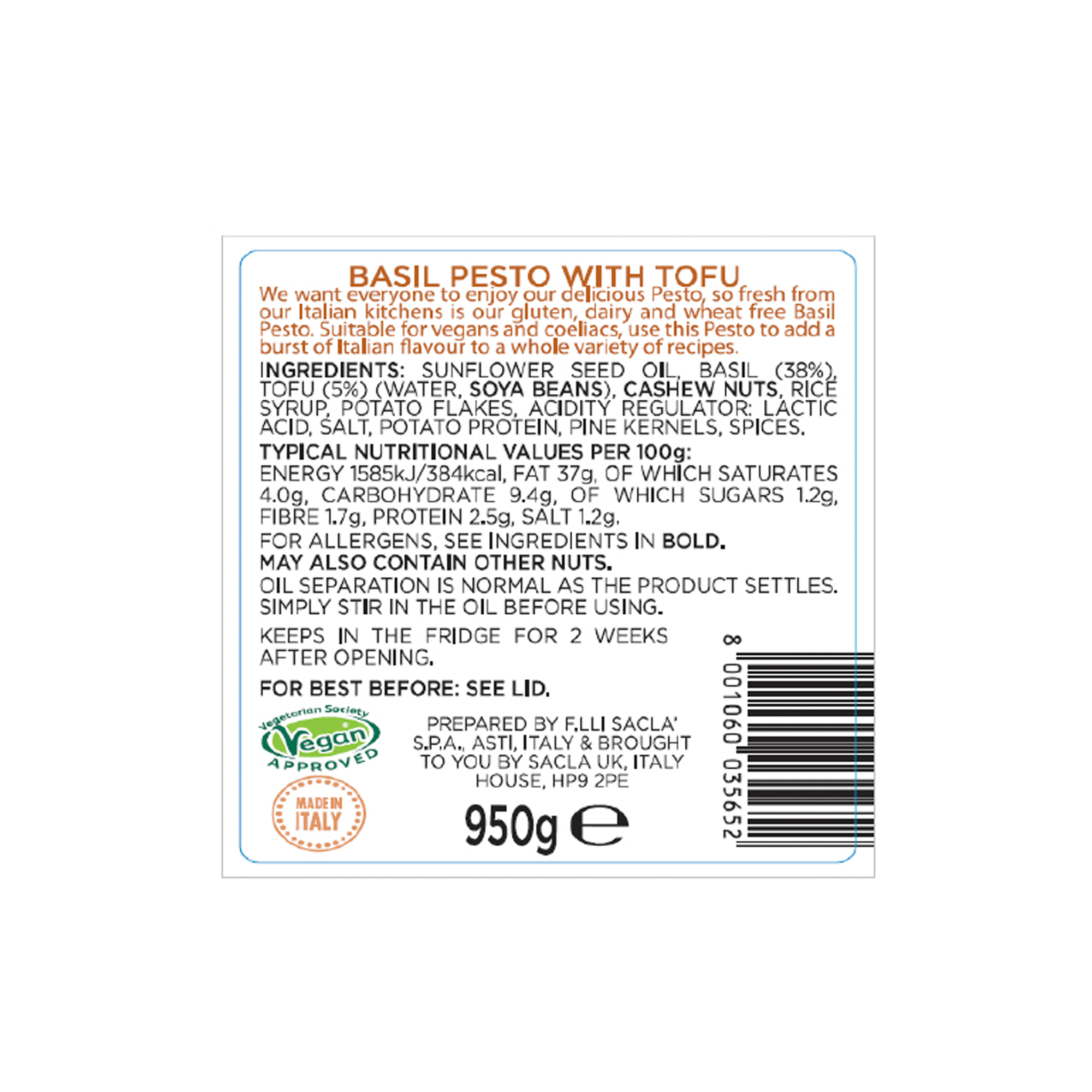 FREE FROM VEGAN BASIL 6X950G