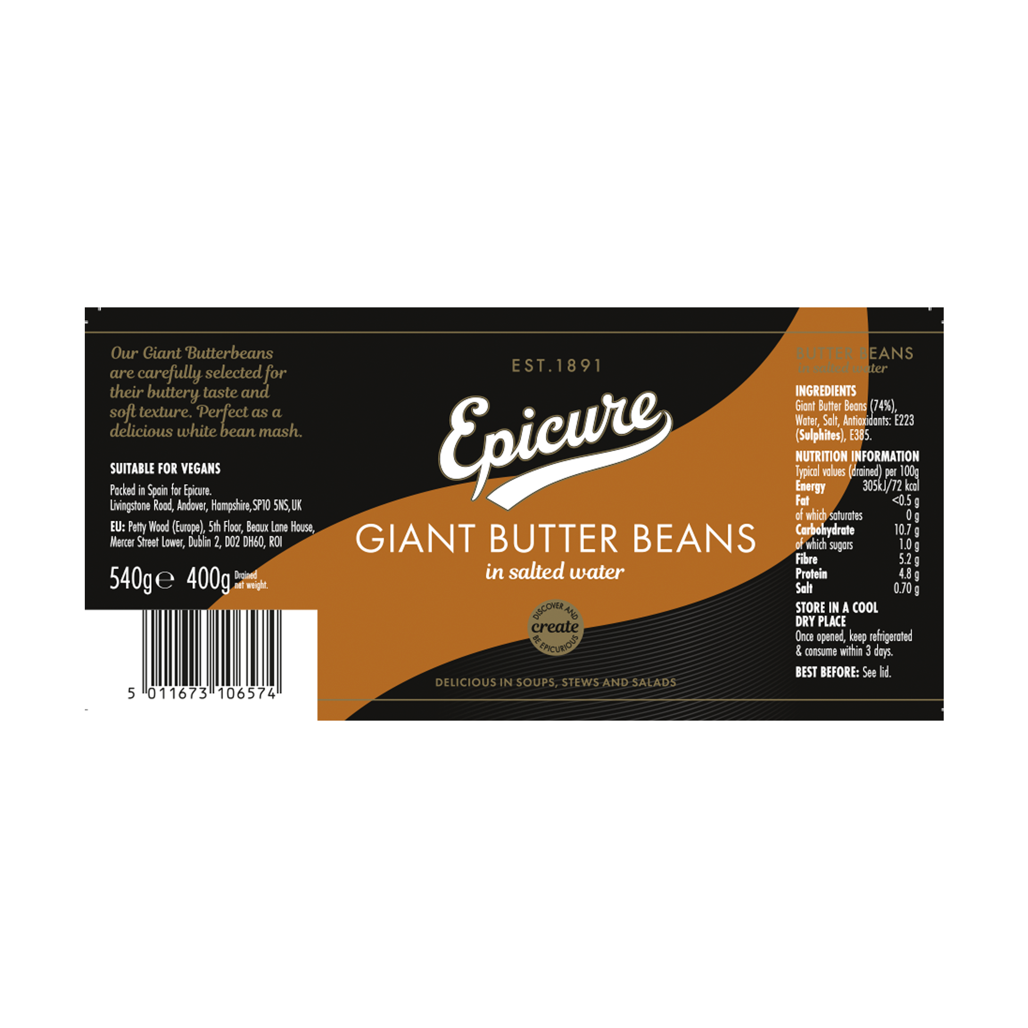 GIANT BUTTER BEANS 6X540G - JAR