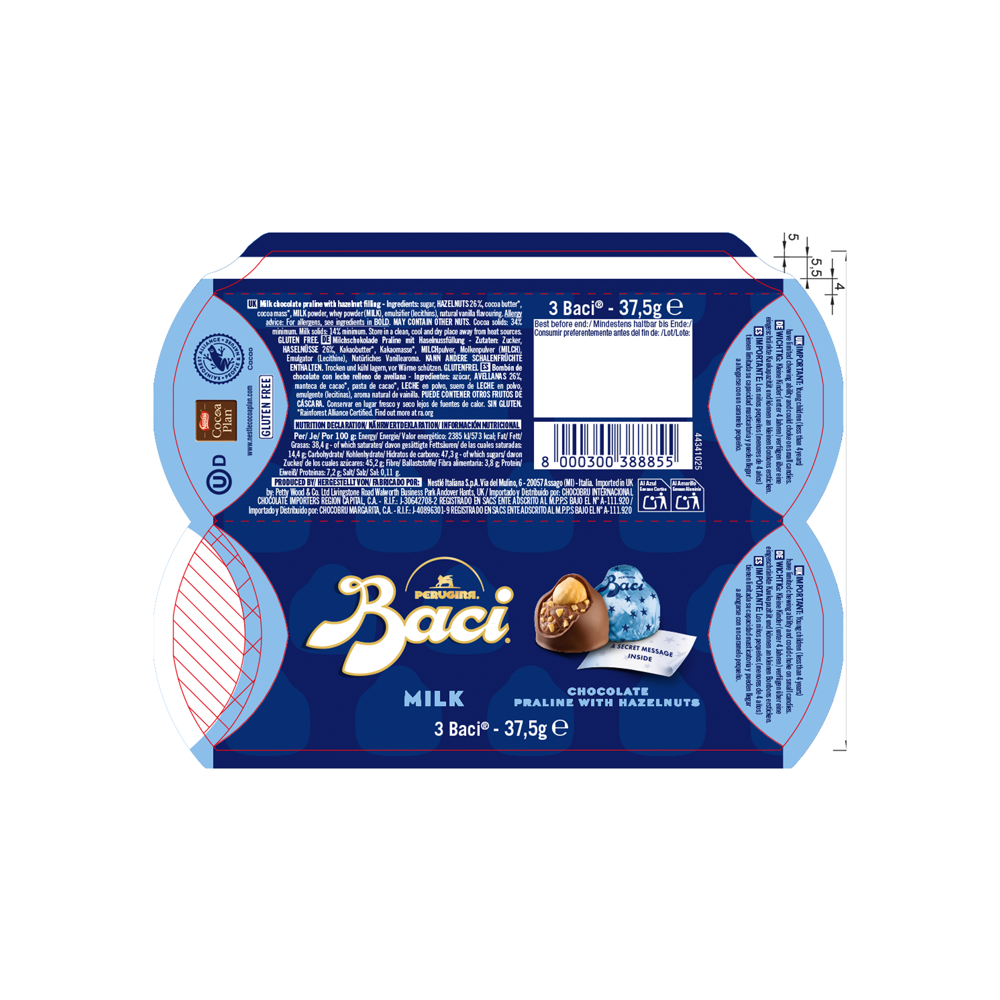 BACI MILK CHOCOLATE TUBE 3PCS